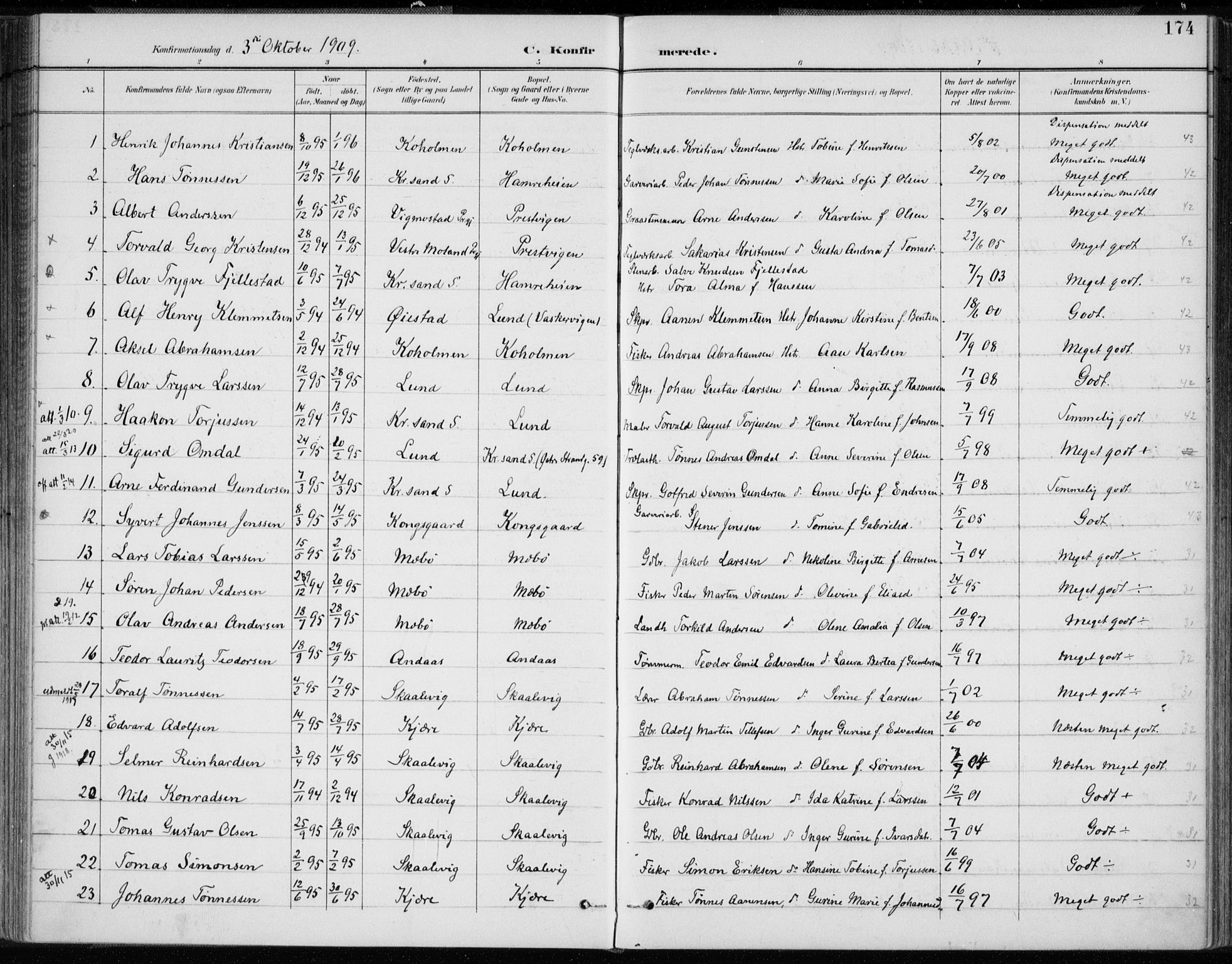 Oddernes sokneprestkontor, AV/SAK-1111-0033/F/Fa/Faa/L0010: Parish register (official) no. A 10, 1897-1911, p. 174