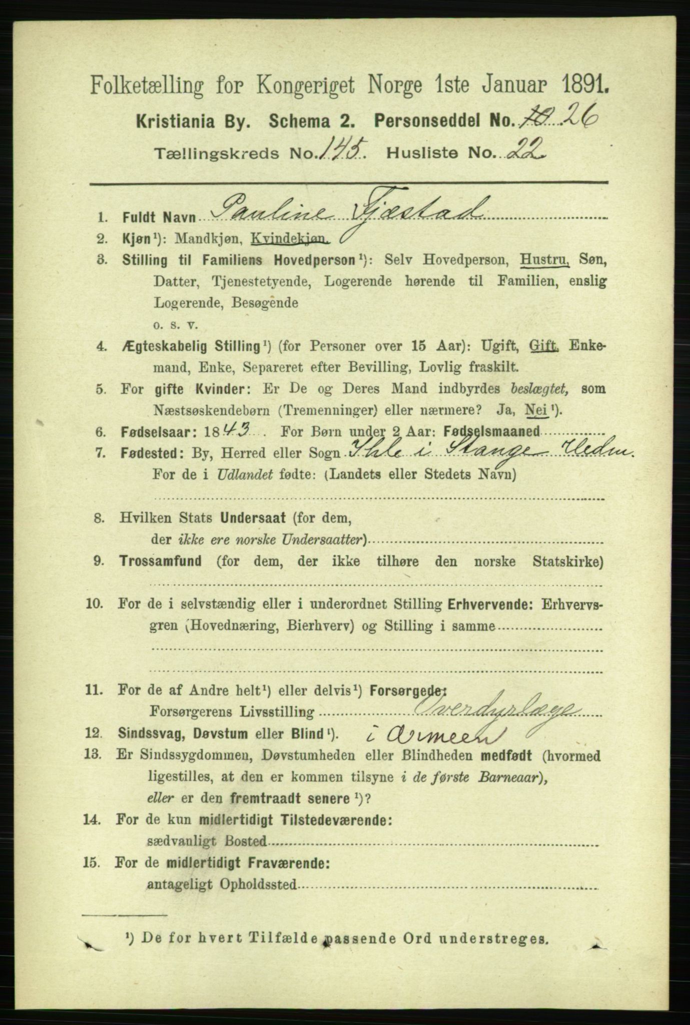 RA, 1891 census for 0301 Kristiania, 1891, p. 80032