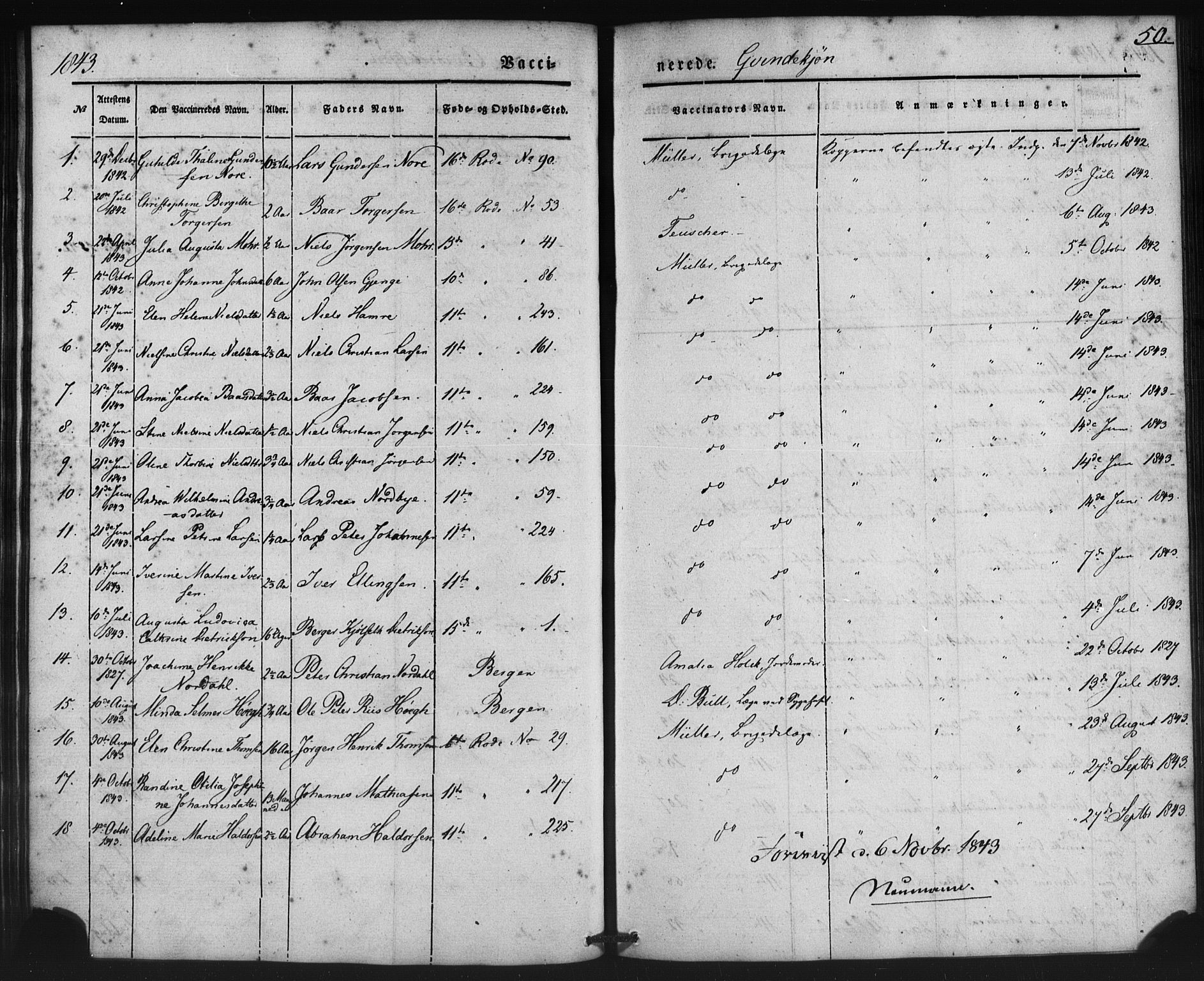 Domkirken sokneprestembete, SAB/A-74801/H/Haa/L0046: Parish register (official) no. F 1, 1841-1852, p. 50