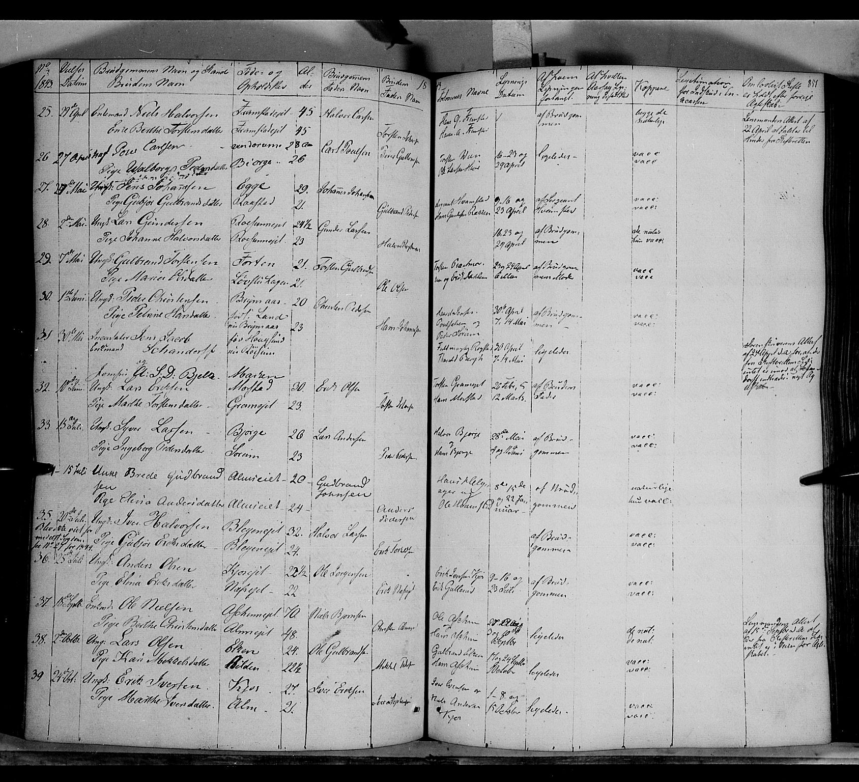 Gran prestekontor, AV/SAH-PREST-112/H/Ha/Haa/L0011: Parish register (official) no. 11, 1842-1856, p. 850-851