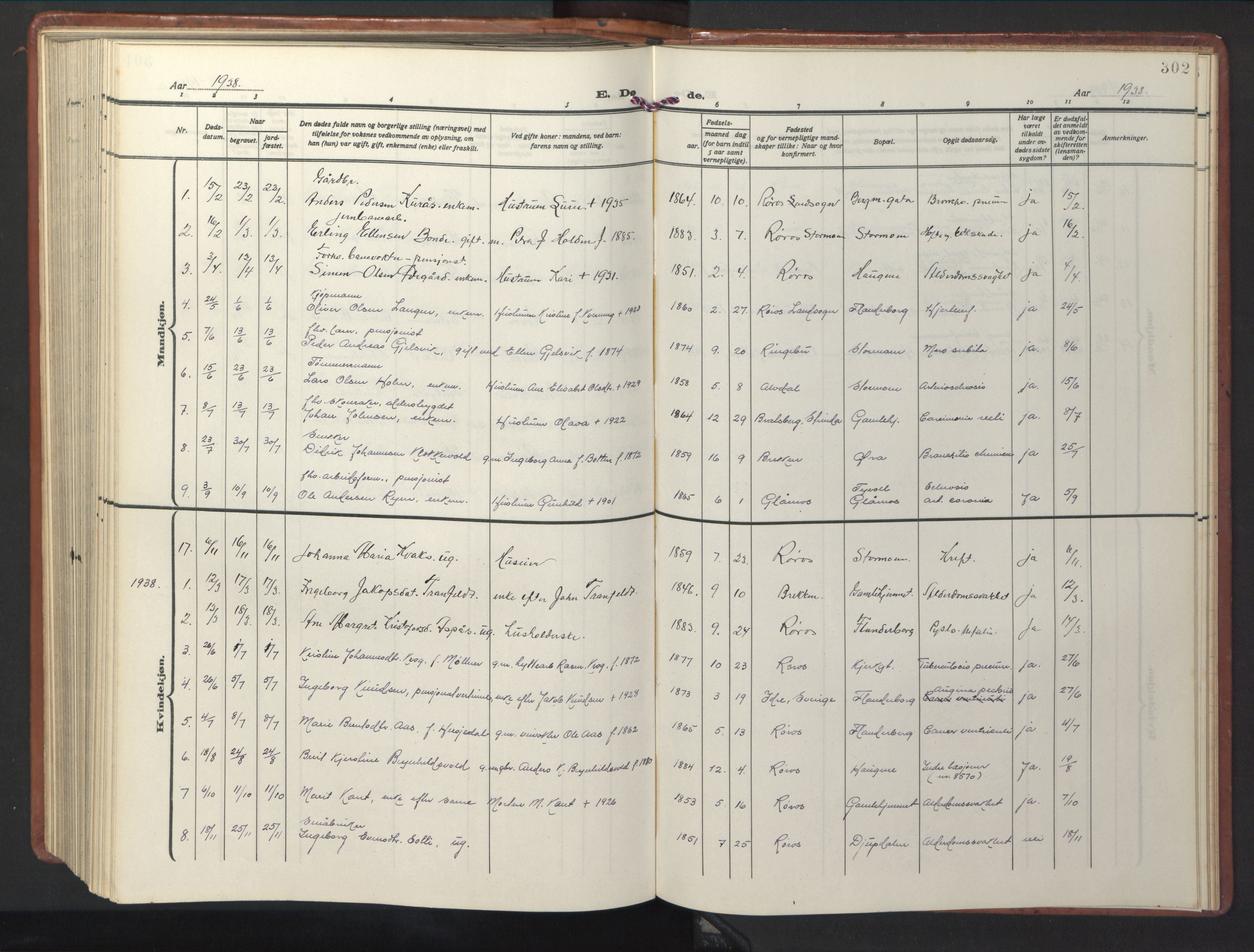 Ministerialprotokoller, klokkerbøker og fødselsregistre - Sør-Trøndelag, SAT/A-1456/681/L0943: Parish register (copy) no. 681C07, 1926-1954, p. 302