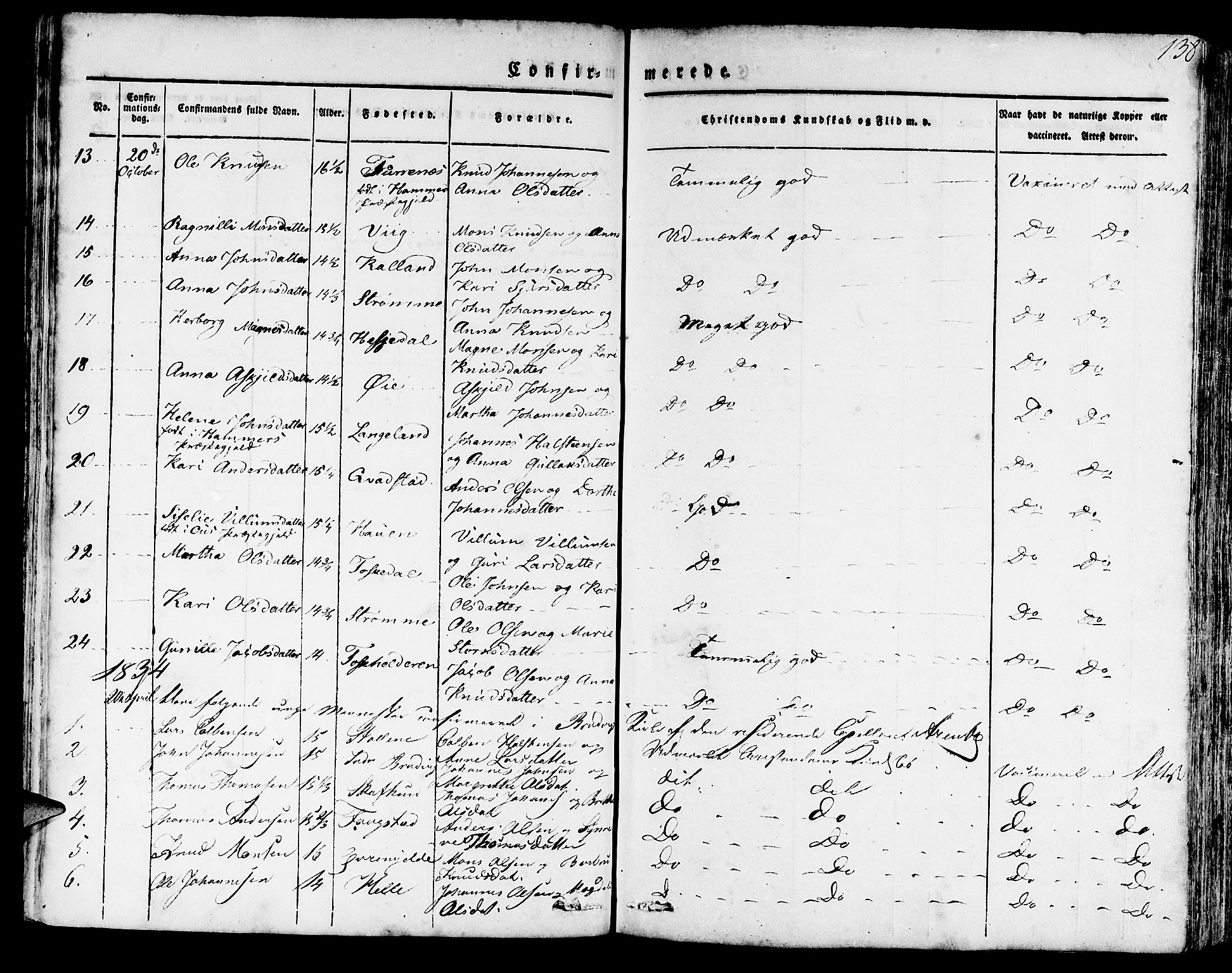 Haus sokneprestembete, AV/SAB-A-75601/H/Haa: Parish register (official) no. A 14, 1827-1838, p. 138