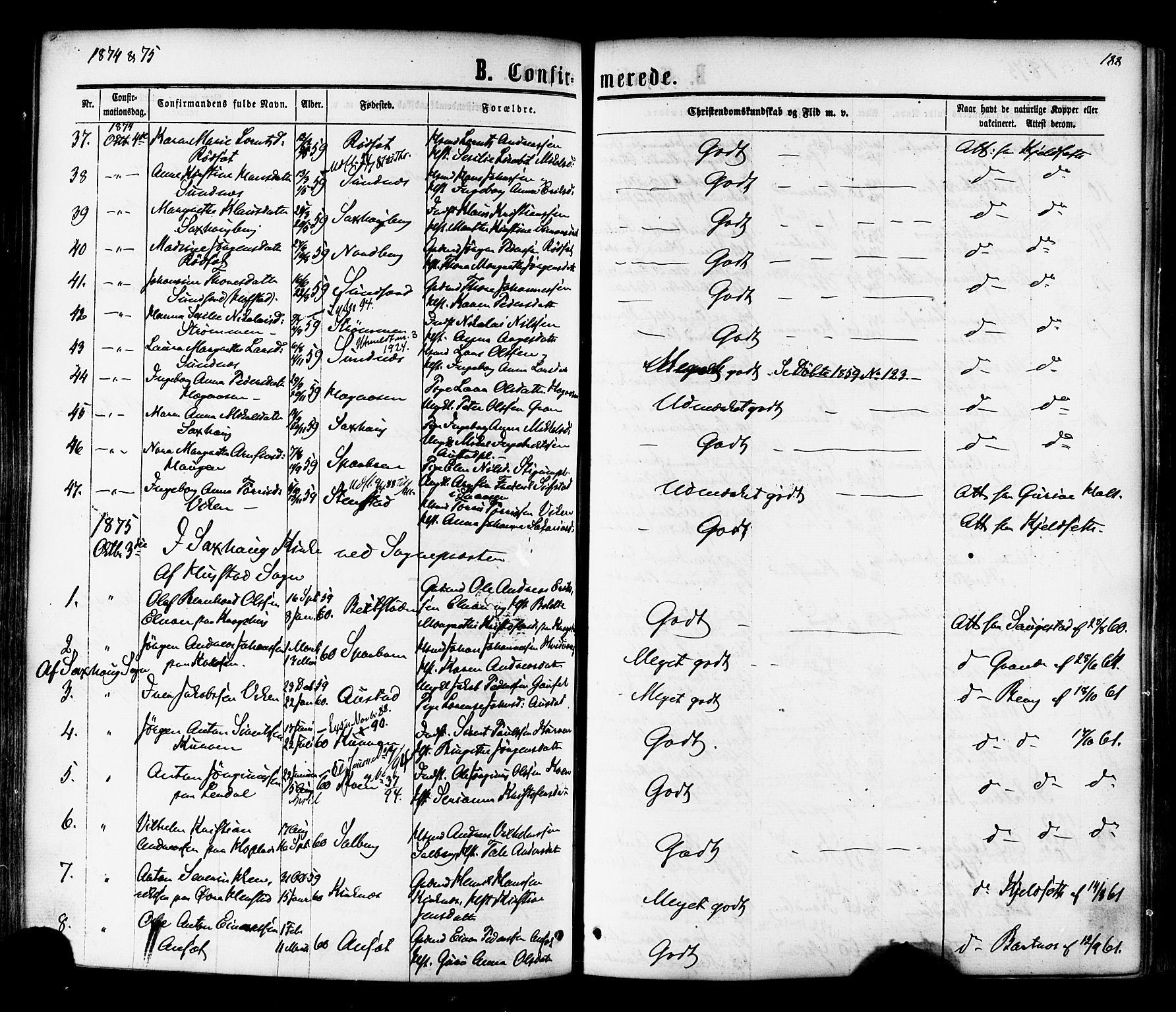 Ministerialprotokoller, klokkerbøker og fødselsregistre - Nord-Trøndelag, SAT/A-1458/730/L0284: Parish register (official) no. 730A09, 1866-1878, p. 188