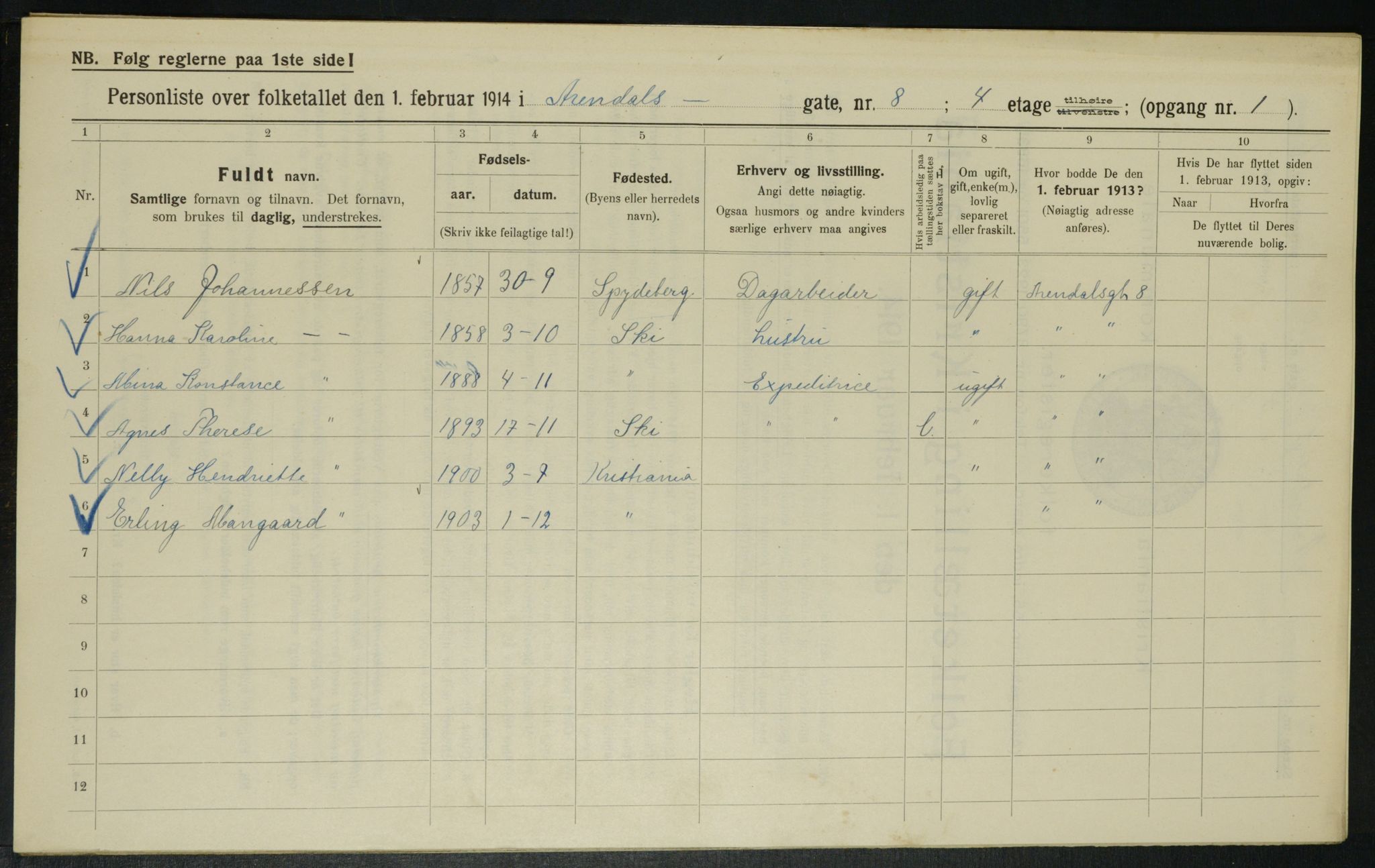 OBA, Municipal Census 1914 for Kristiania, 1914, p. 2047