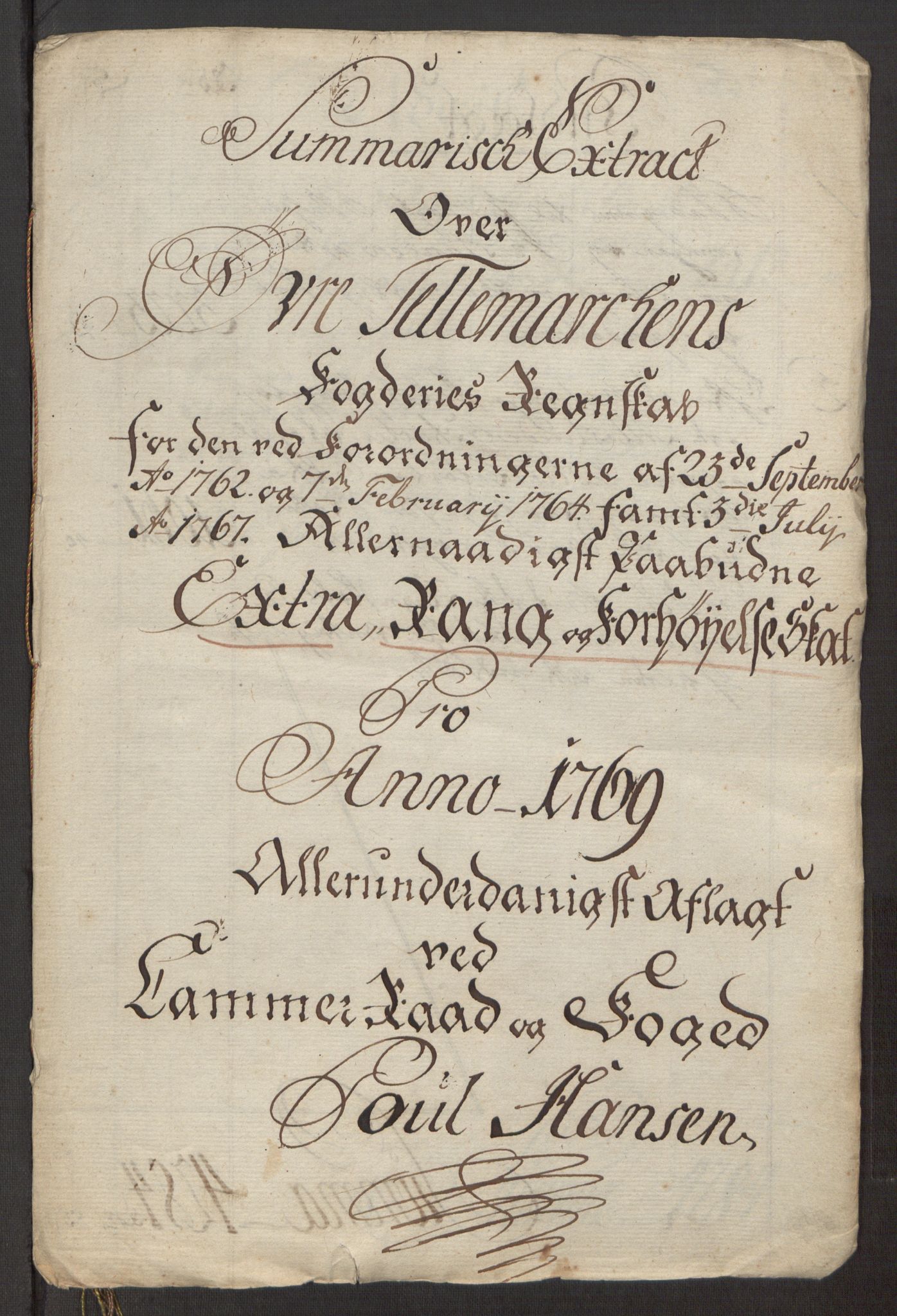 Rentekammeret inntil 1814, Reviderte regnskaper, Fogderegnskap, AV/RA-EA-4092/R38/L2293: Ekstraskatten Øvre Telemark, 1762-1770, p. 142