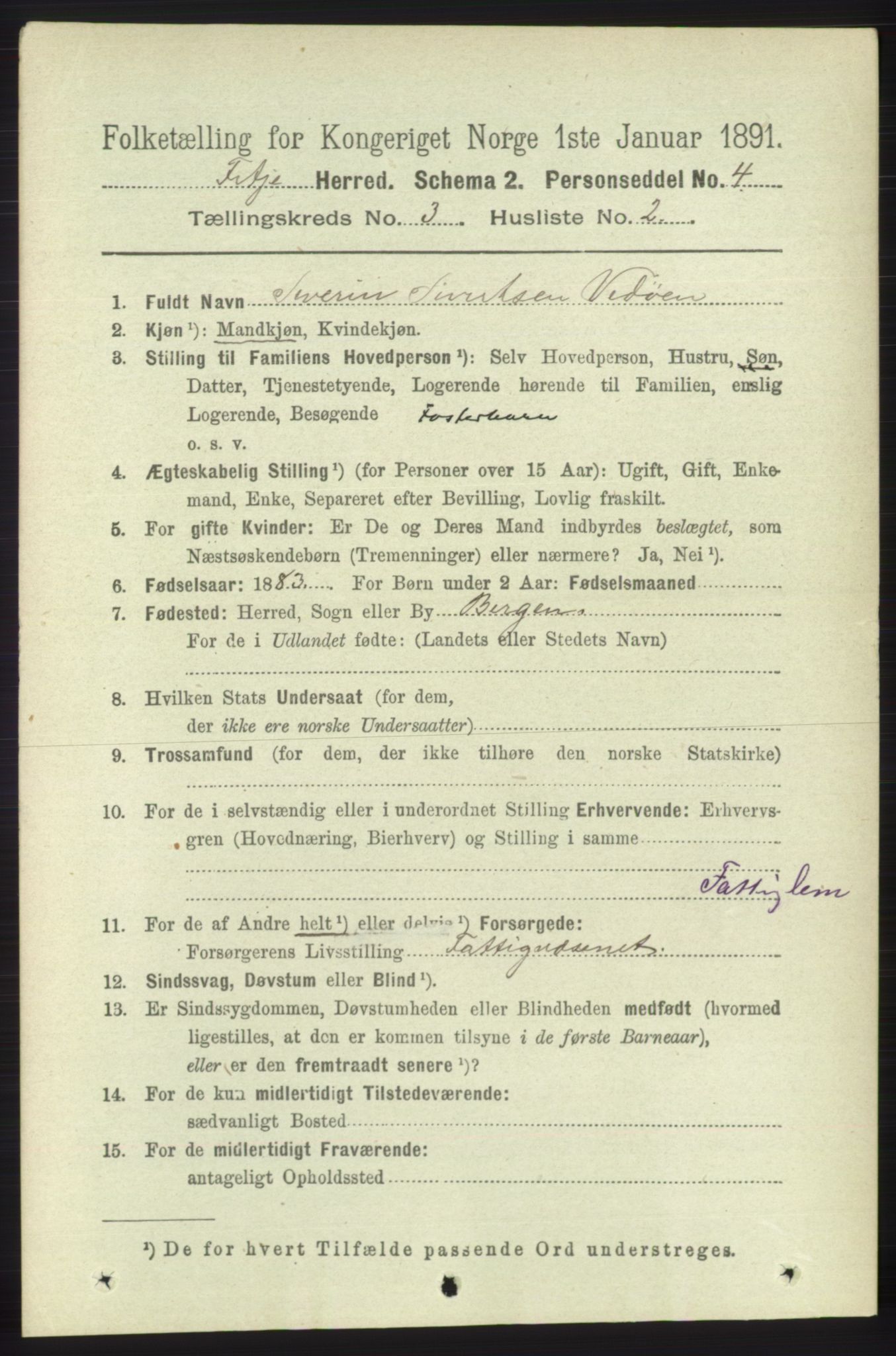 RA, 1891 census for 1222 Fitjar, 1891, p. 1022