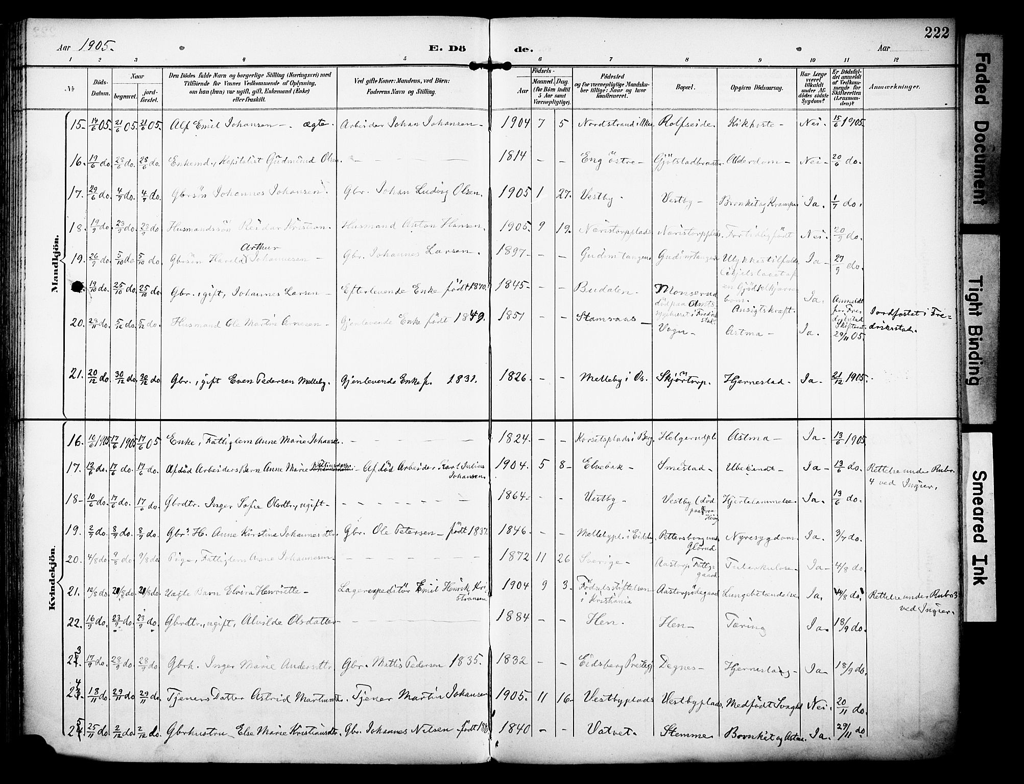 Rakkestad prestekontor Kirkebøker, AV/SAO-A-2008/F/Fa/L0013: Parish register (official) no. I 13, 1894-1908, p. 222