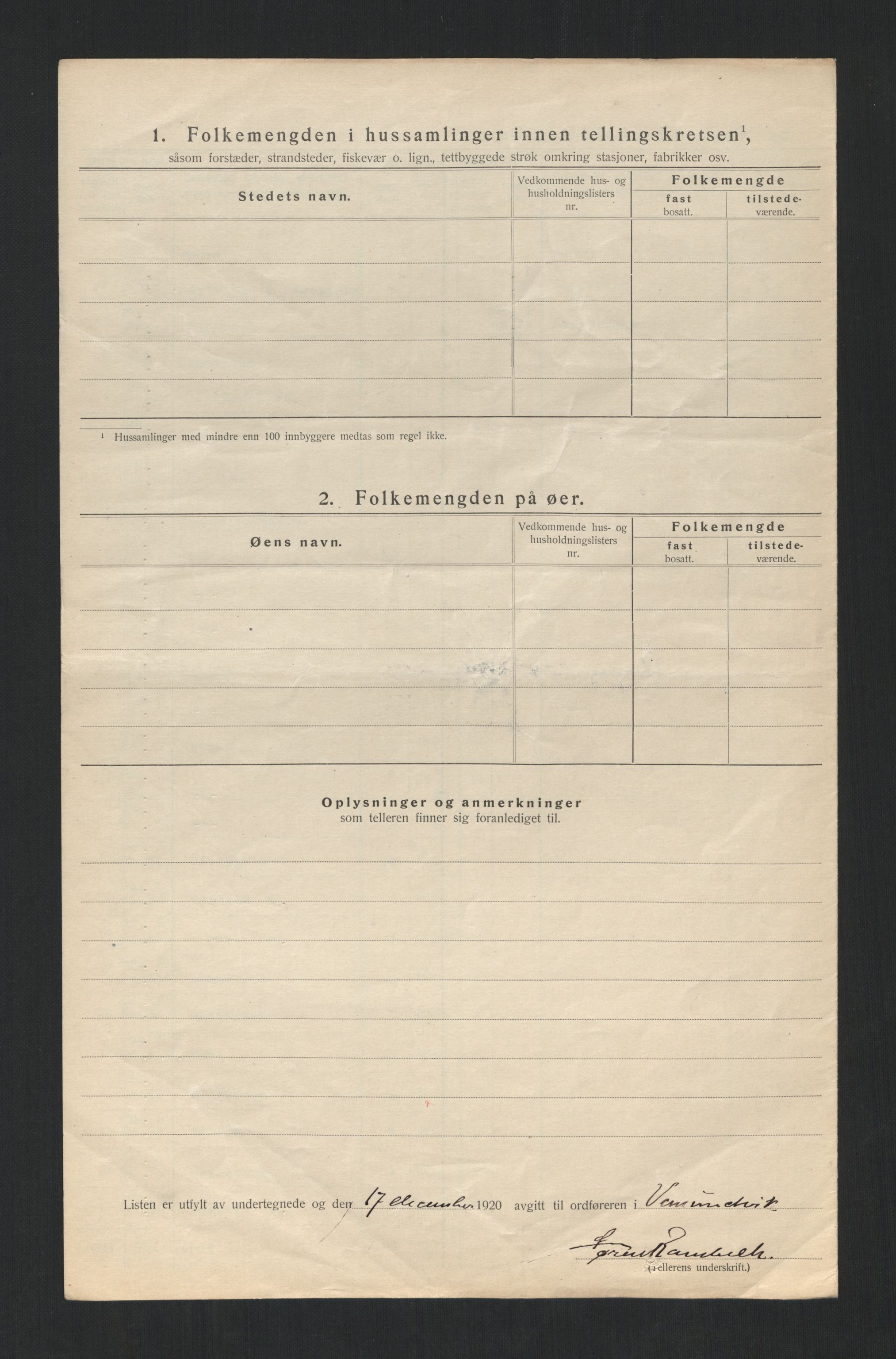 SAT, 1920 census for Vemundvik, 1920, p. 18