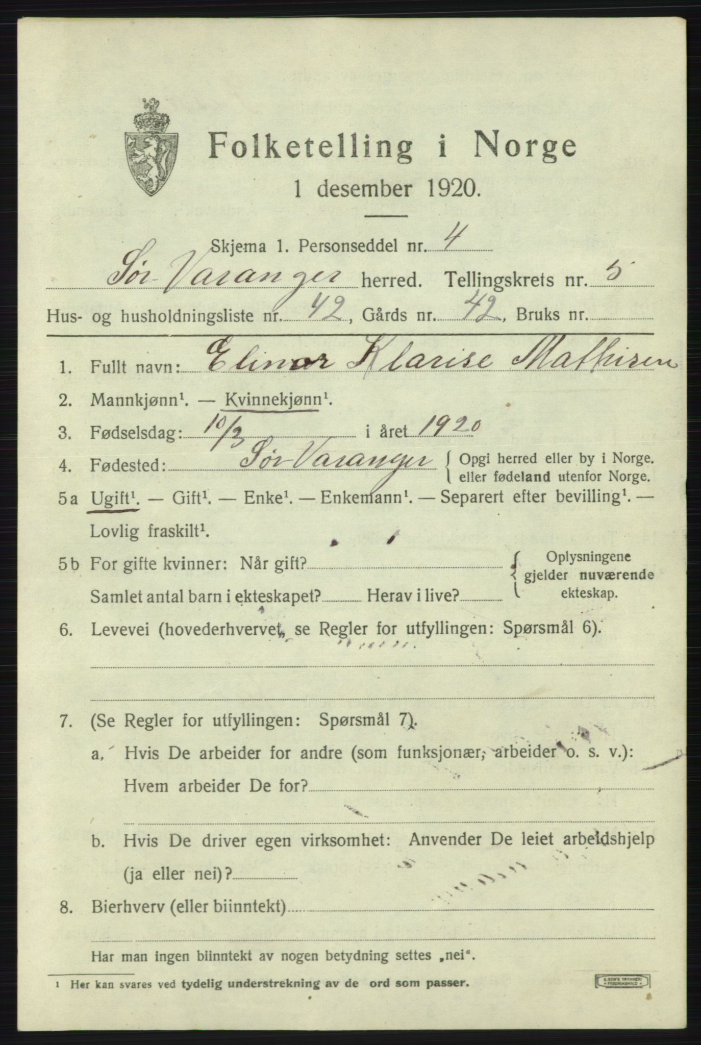 SATØ, 1920 census for Sør-Varanger, 1920, p. 4002