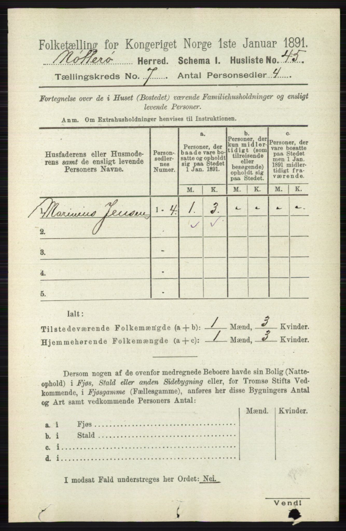 RA, 1891 census for 0722 Nøtterøy, 1891, p. 3467