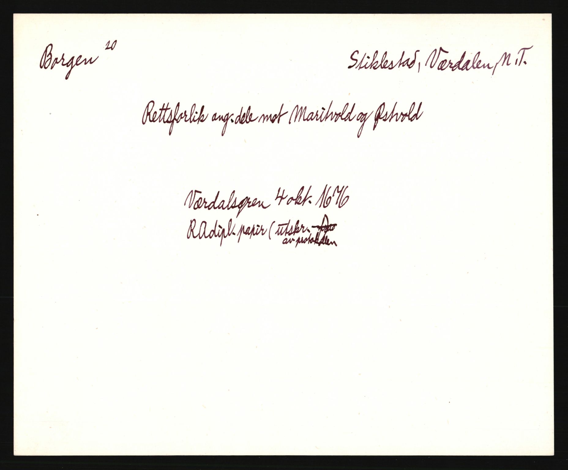 Riksarkivets diplomsamling, AV/RA-EA-5965/F35/F35e/L0033: Registreringssedler Nord-Trøndelag, 1400-1700, p. 55