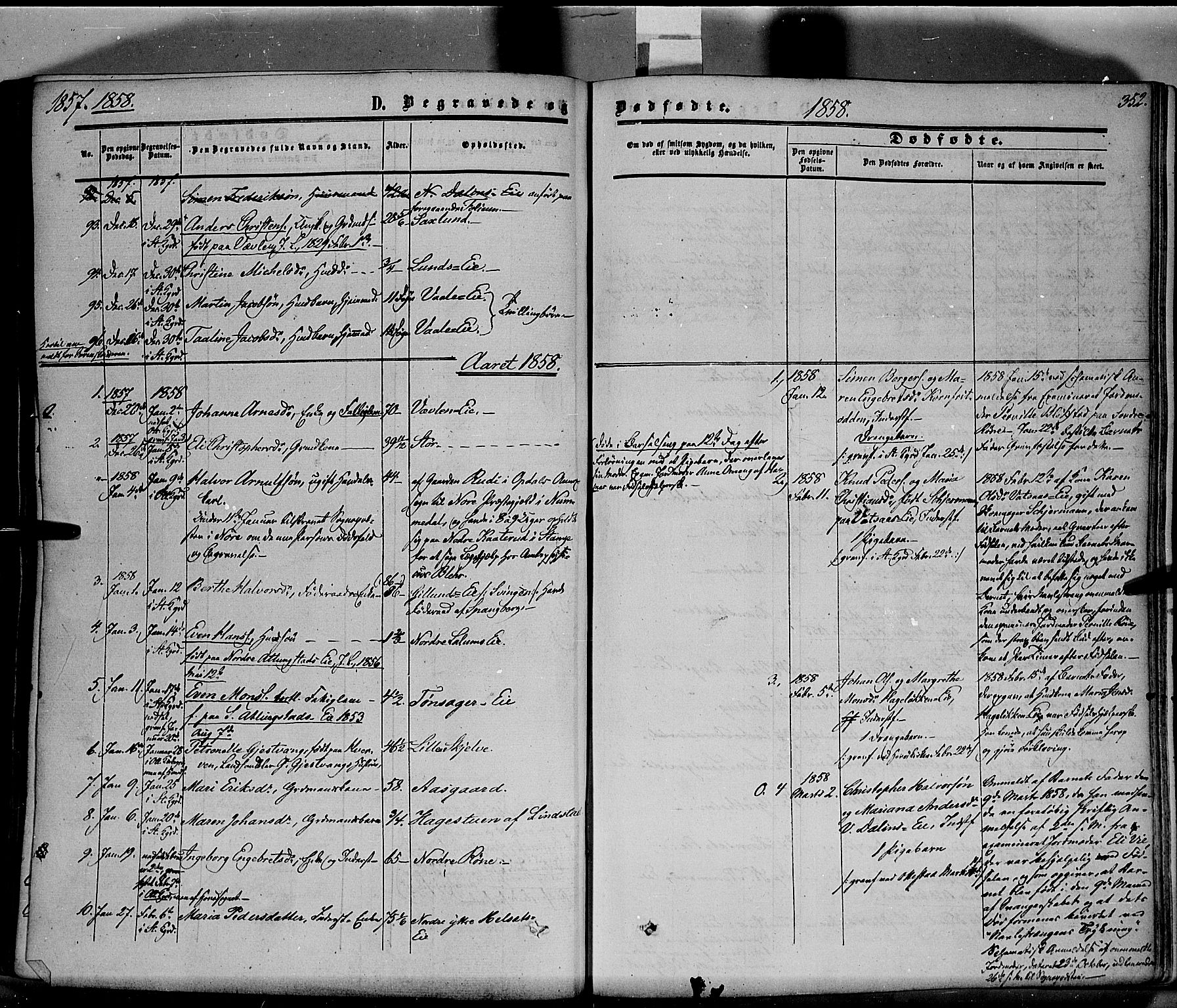 Stange prestekontor, SAH/PREST-002/K/L0012: Parish register (official) no. 12, 1852-1862, p. 352