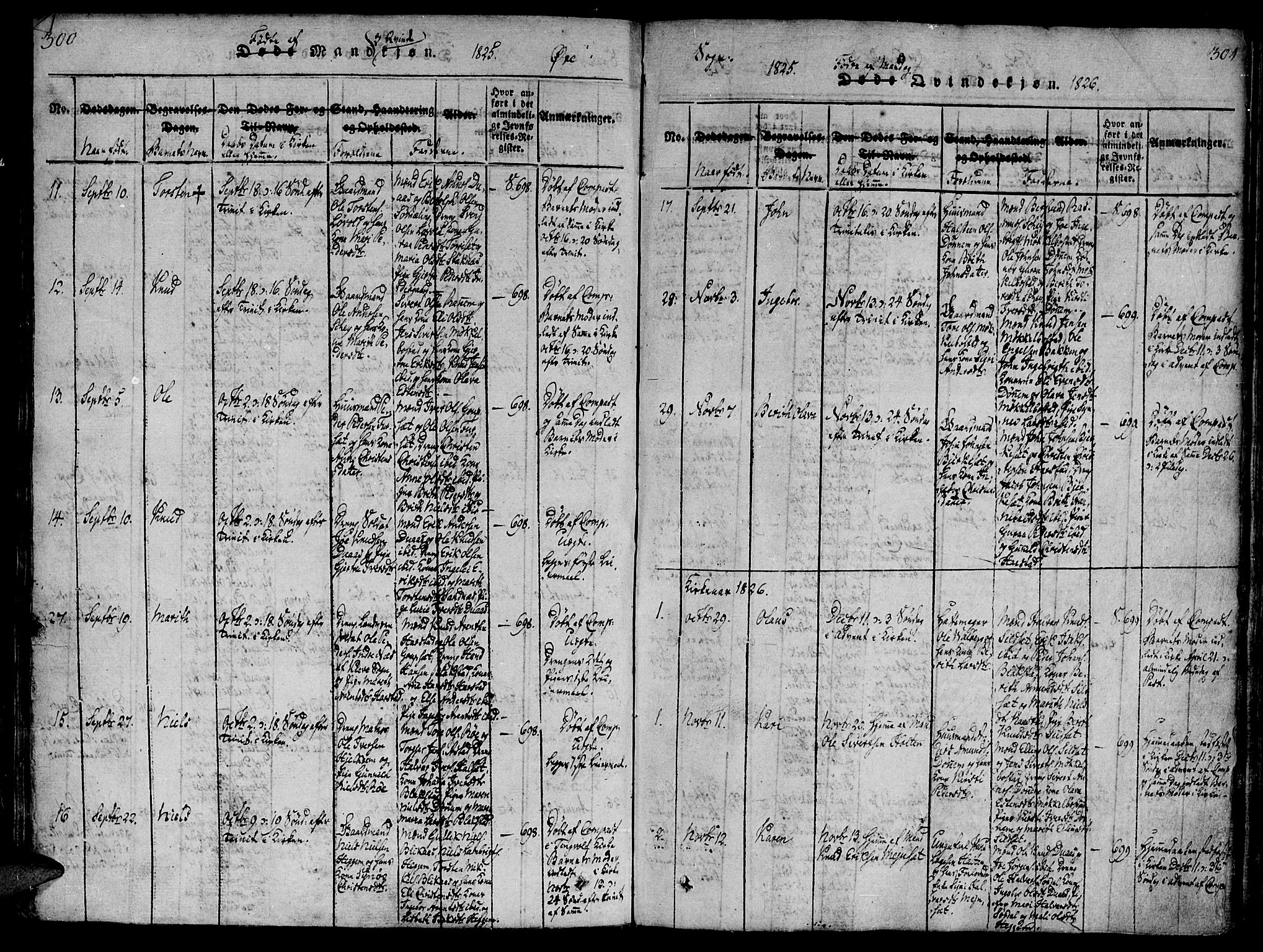 Ministerialprotokoller, klokkerbøker og fødselsregistre - Møre og Romsdal, SAT/A-1454/586/L0982: Parish register (official) no. 586A08, 1819-1829, p. 300-301