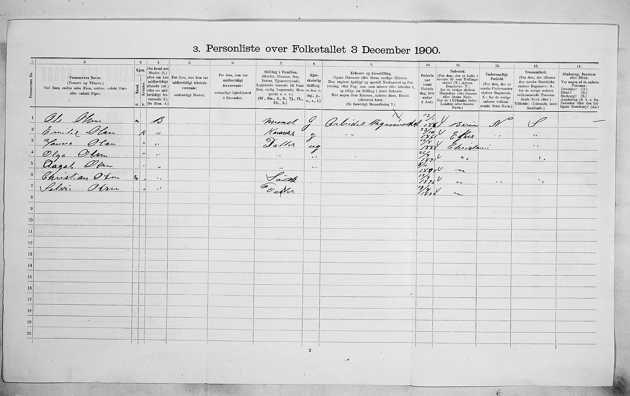 SAO, 1900 census for Kristiania, 1900, p. 33891