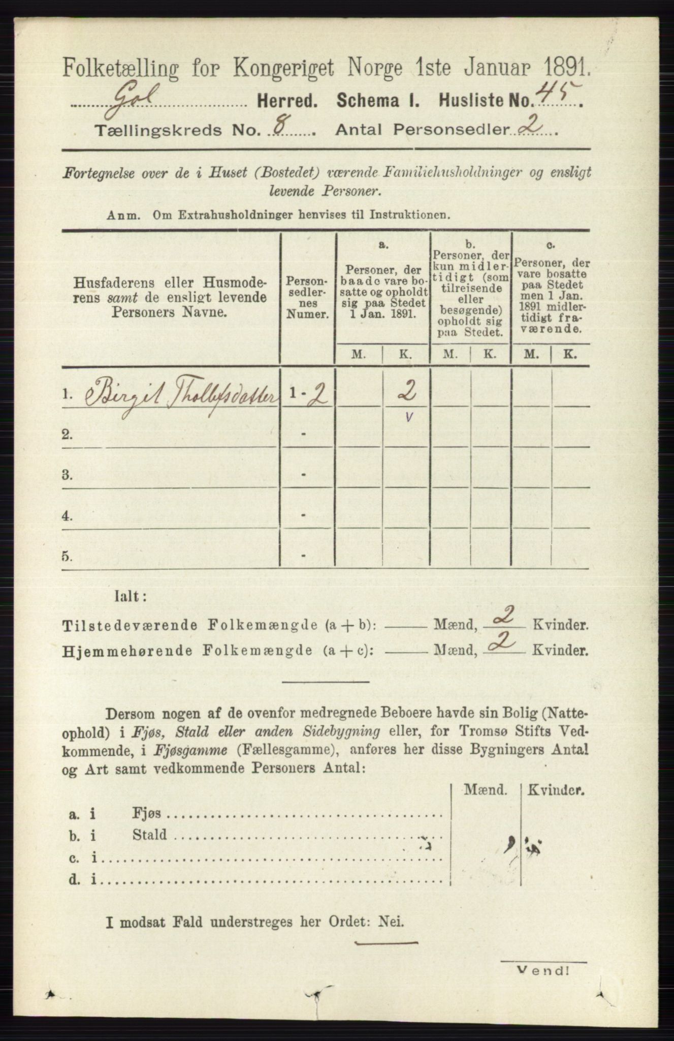 RA, 1891 census for 0617 Gol og Hemsedal, 1891, p. 3026