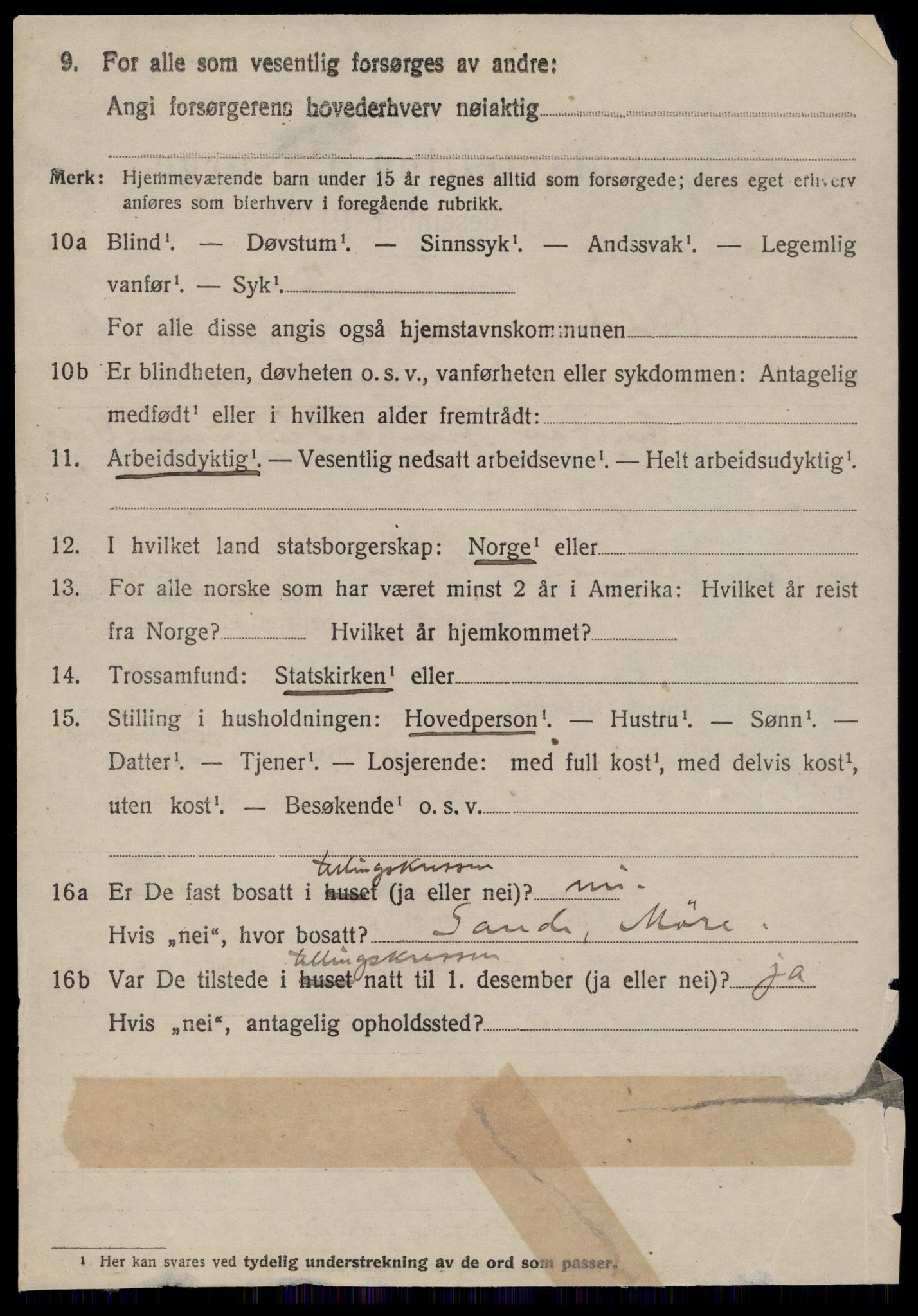 SAT, 1920 census for Volda, 1920, p. 7171