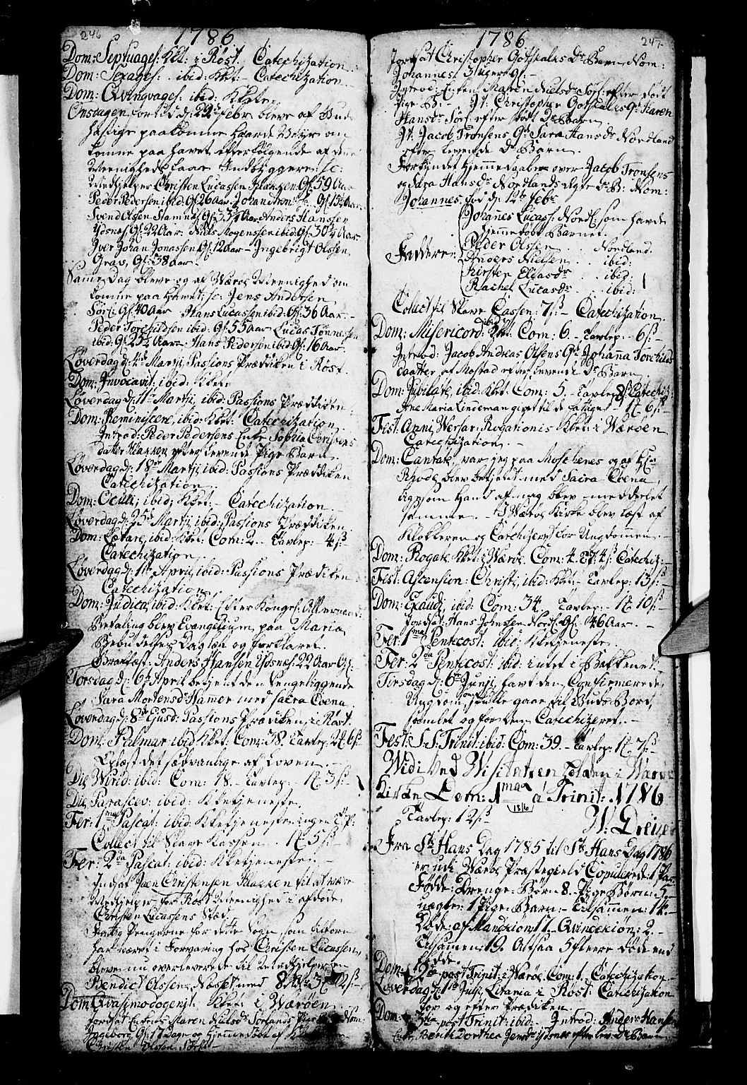Ministerialprotokoller, klokkerbøker og fødselsregistre - Nordland, AV/SAT-A-1459/807/L0118: Parish register (official) no. 807A01, 1752-1798, p. 246-247