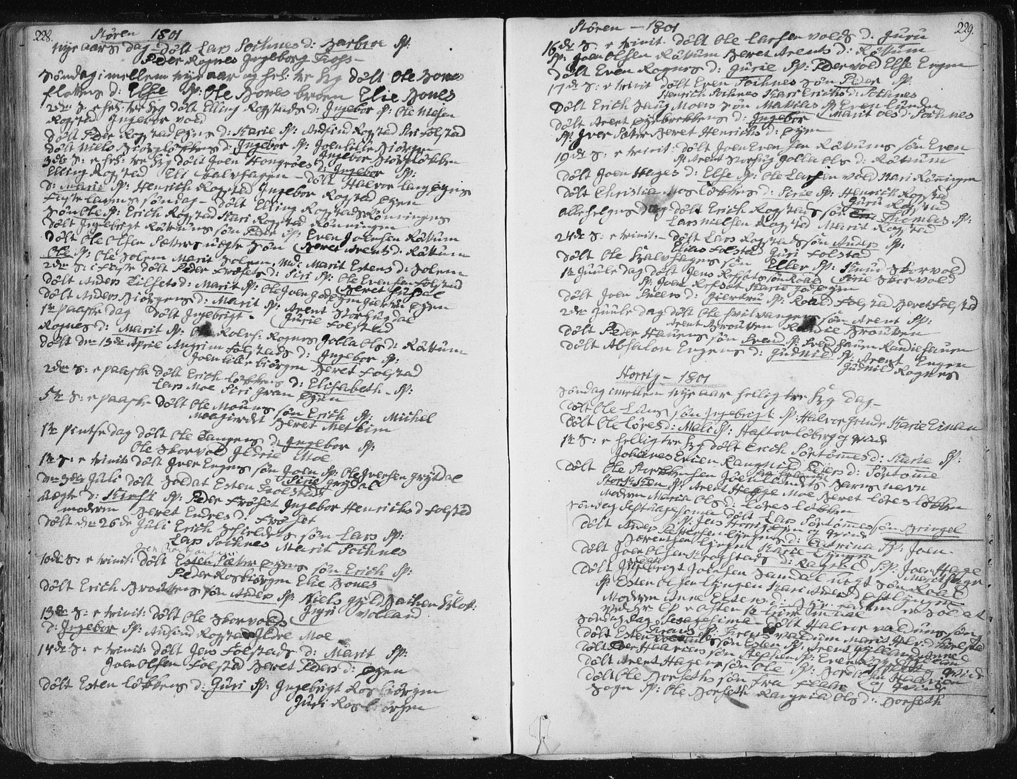 Ministerialprotokoller, klokkerbøker og fødselsregistre - Sør-Trøndelag, SAT/A-1456/687/L0992: Parish register (official) no. 687A03 /1, 1788-1815, p. 228-229