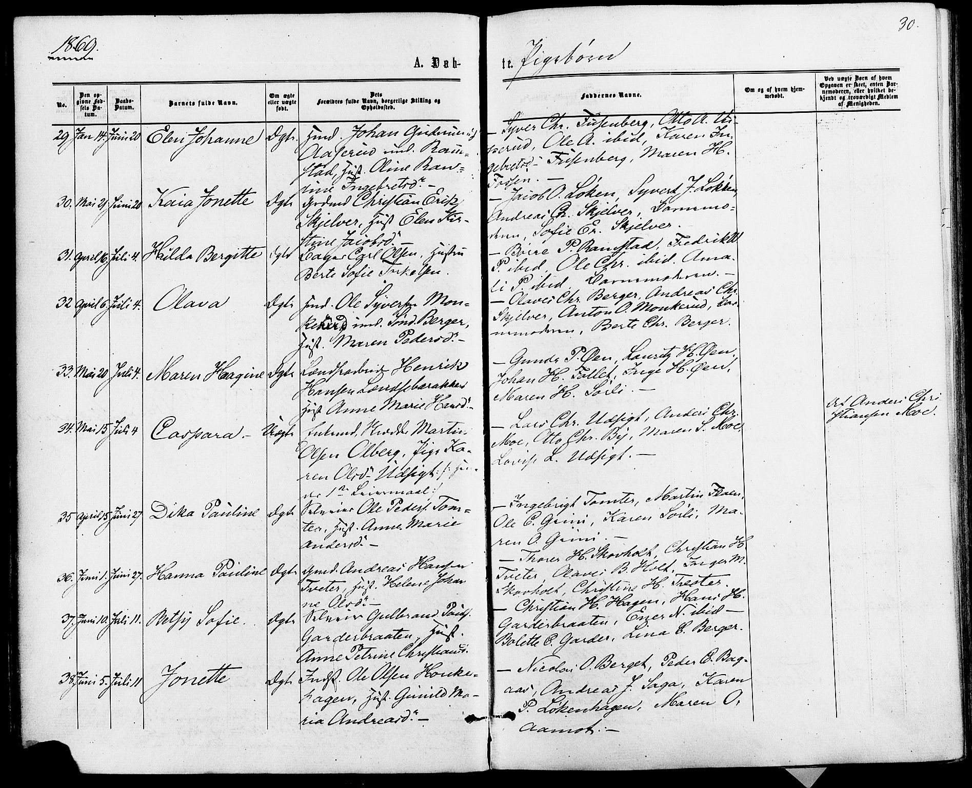 Fet prestekontor Kirkebøker, SAO/A-10370a/F/Fa/L0013: Parish register (official) no. I 13, 1867-1877, p. 30