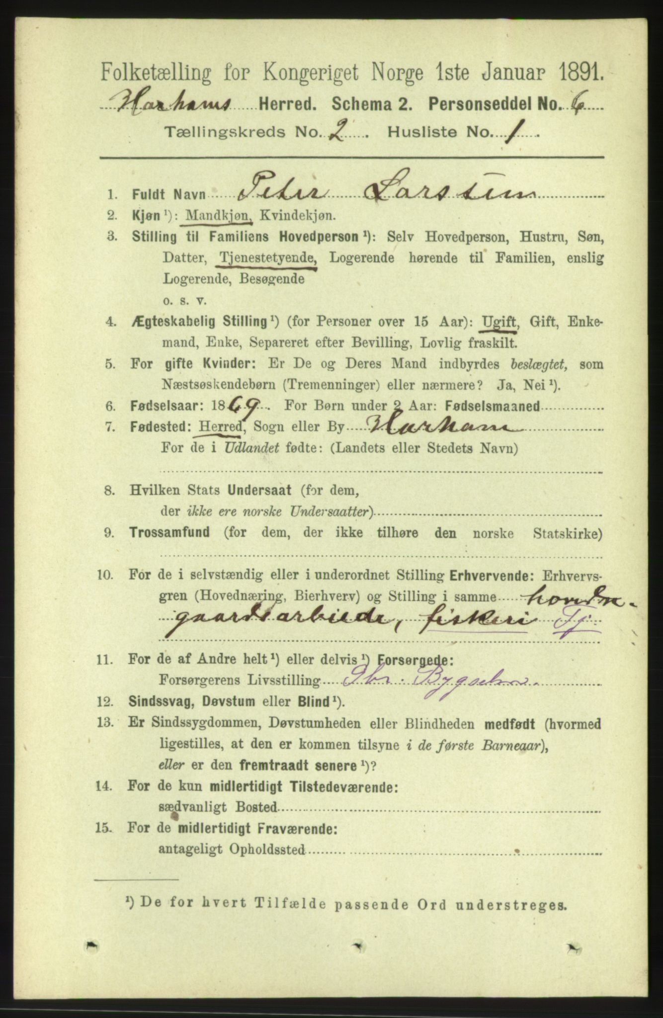 RA, 1891 census for 1534 Haram, 1891, p. 621