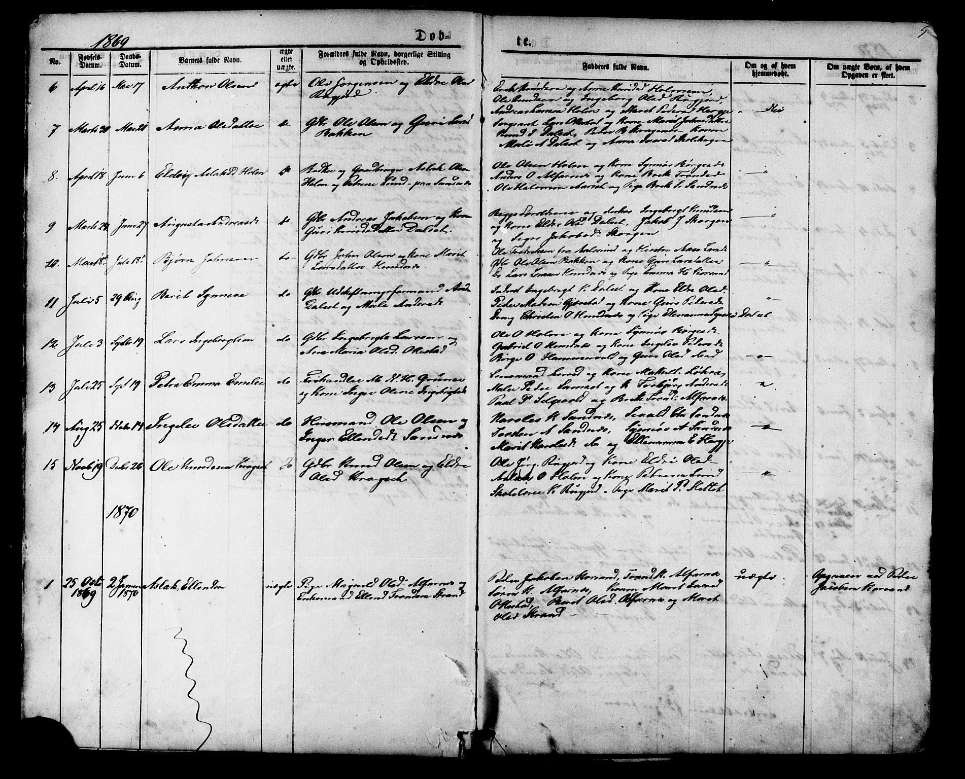 Ministerialprotokoller, klokkerbøker og fødselsregistre - Møre og Romsdal, SAT/A-1454/548/L0614: Parish register (copy) no. 548C02, 1867-1917, p. 5