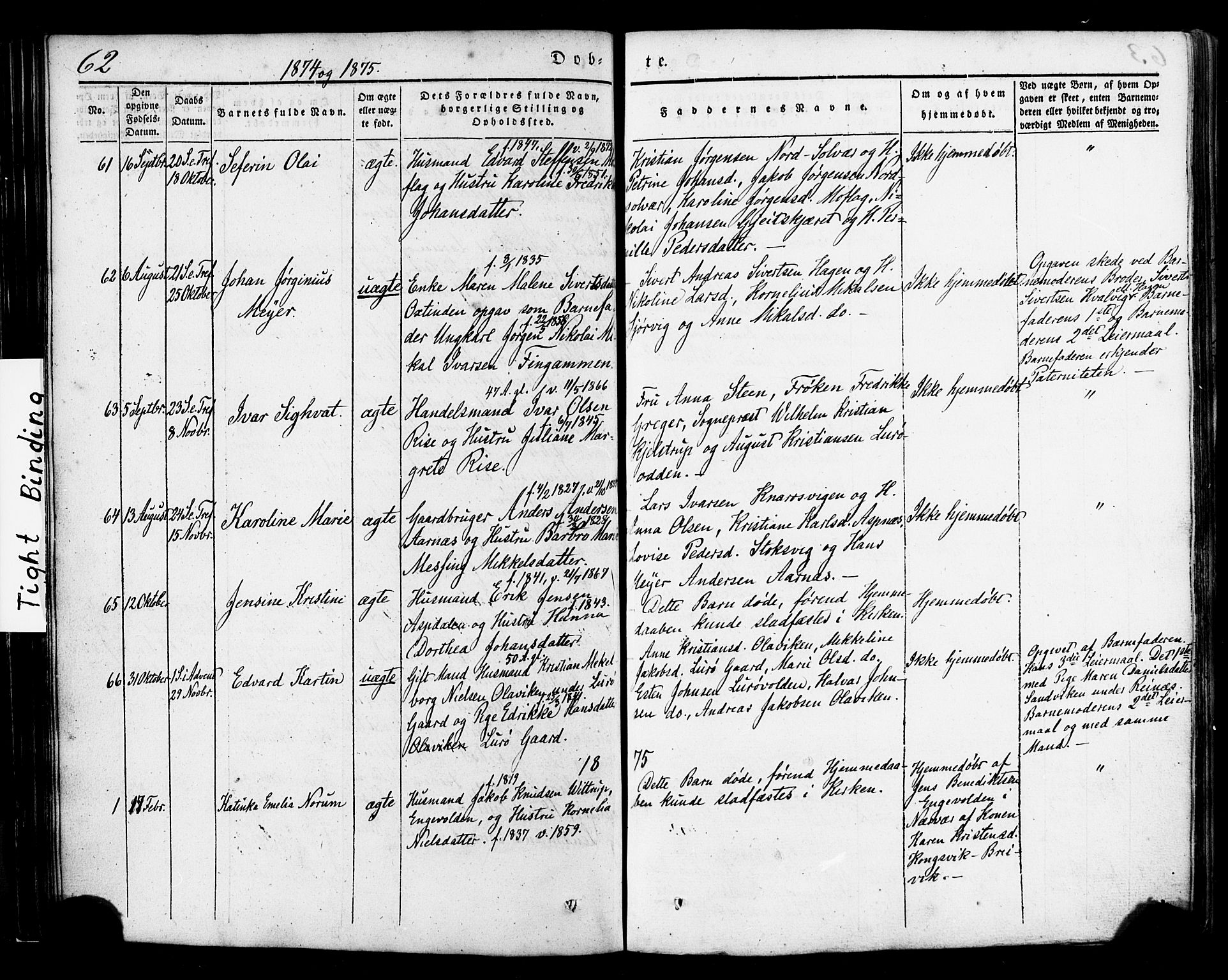 Ministerialprotokoller, klokkerbøker og fødselsregistre - Nordland, SAT/A-1459/839/L0567: Parish register (official) no. 839A04, 1863-1879, p. 62