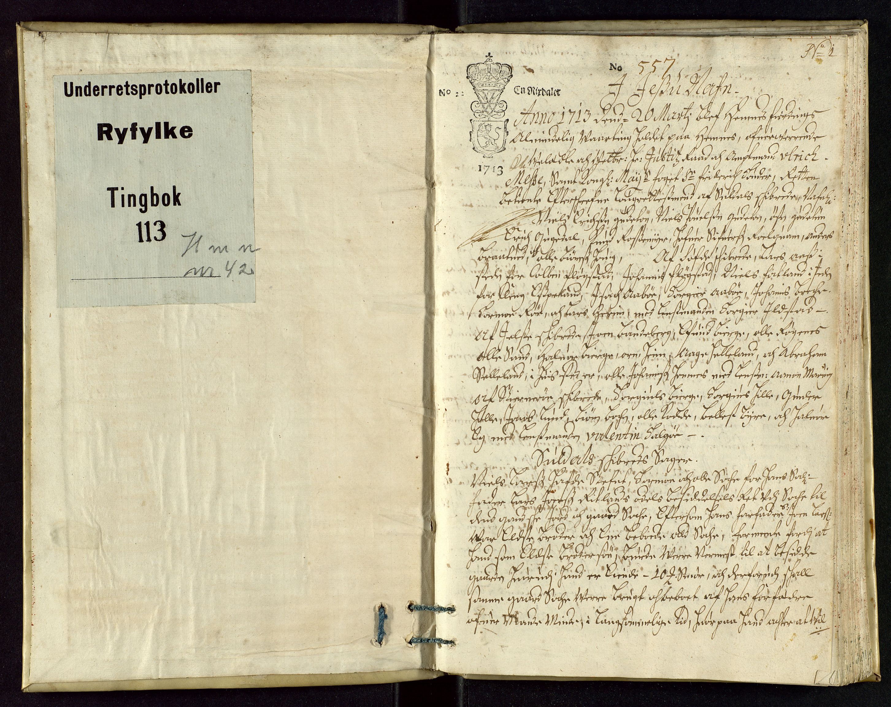 Ryfylke tingrett, SAST/A-100055/001/I/IB/IBBb/L0042: Tingbok, Hemnes, 1713, p. 0b-1a