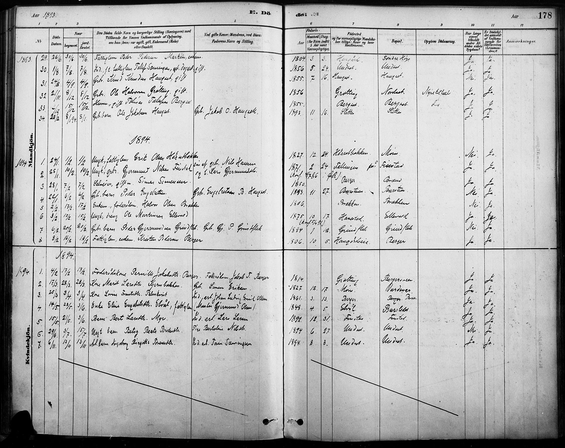 Rendalen prestekontor, SAH/PREST-054/H/Ha/Haa/L0009: Parish register (official) no. 9, 1878-1901, p. 178