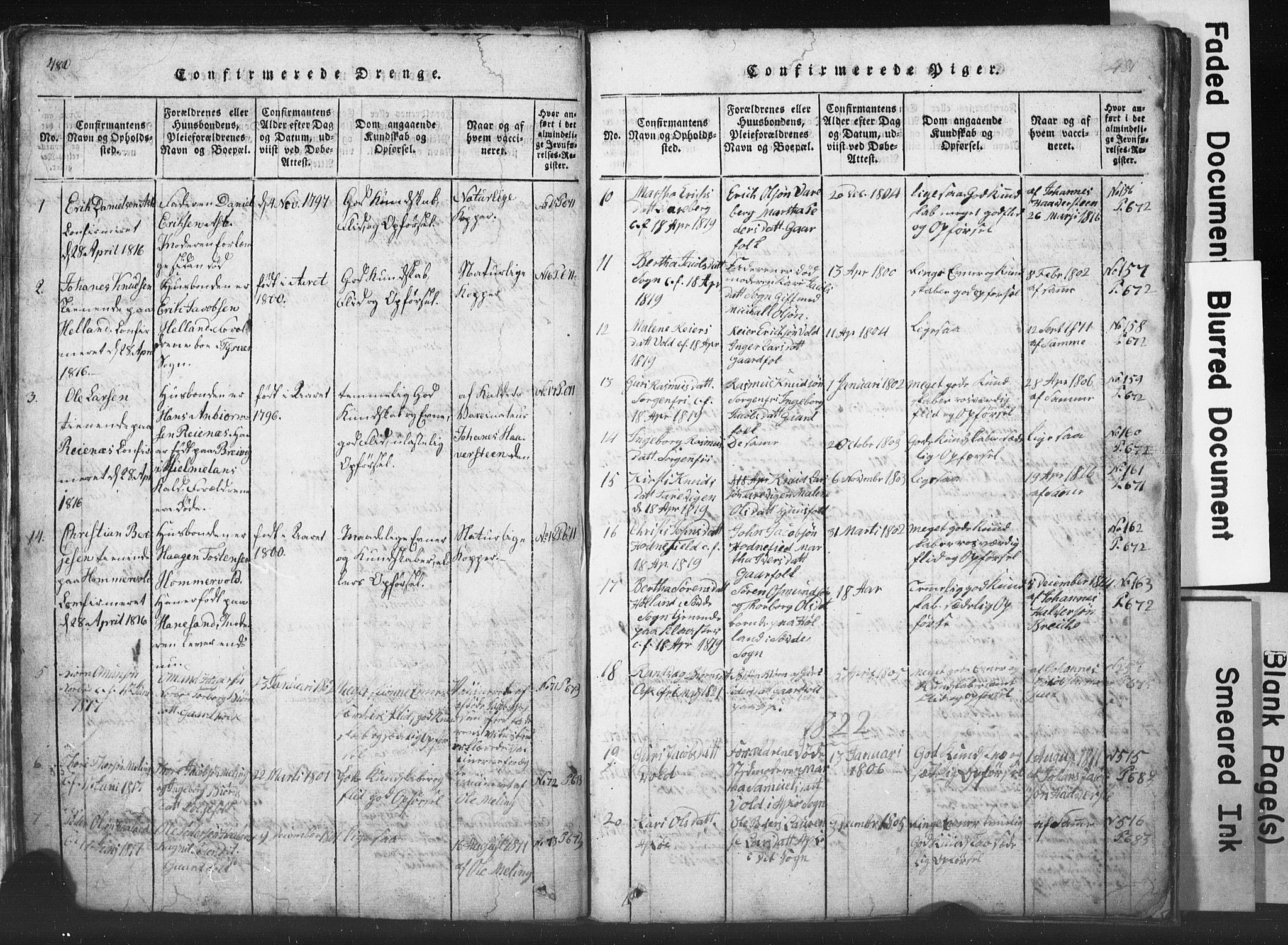 Rennesøy sokneprestkontor, SAST/A -101827/H/Ha/Hab/L0001: Parish register (copy) no. B 1, 1816-1841, p. 480-481