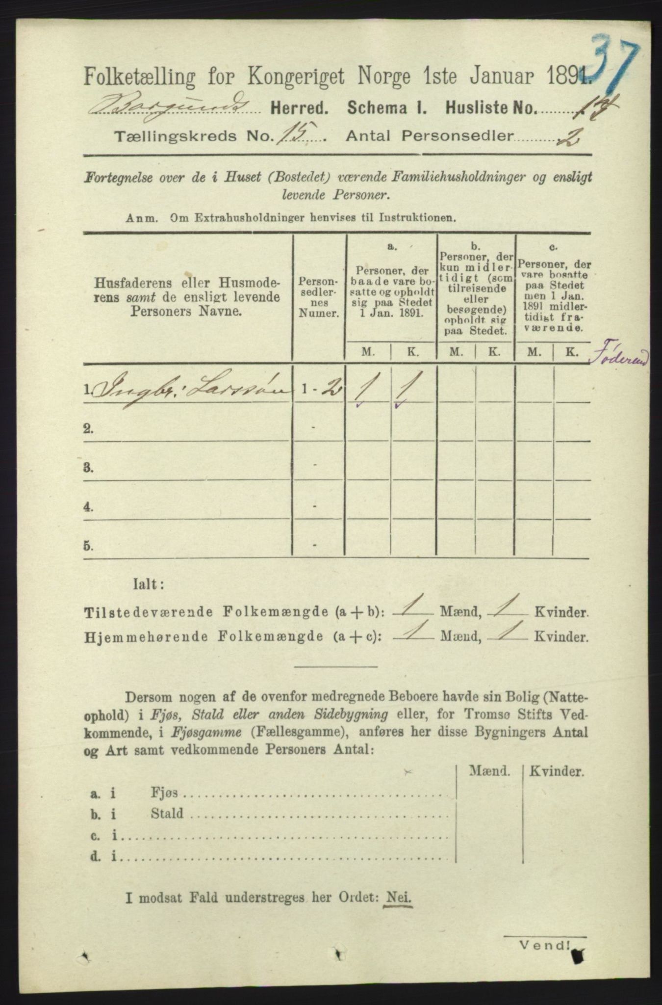 RA, 1891 census for 1531 Borgund, 1891, p. 4454