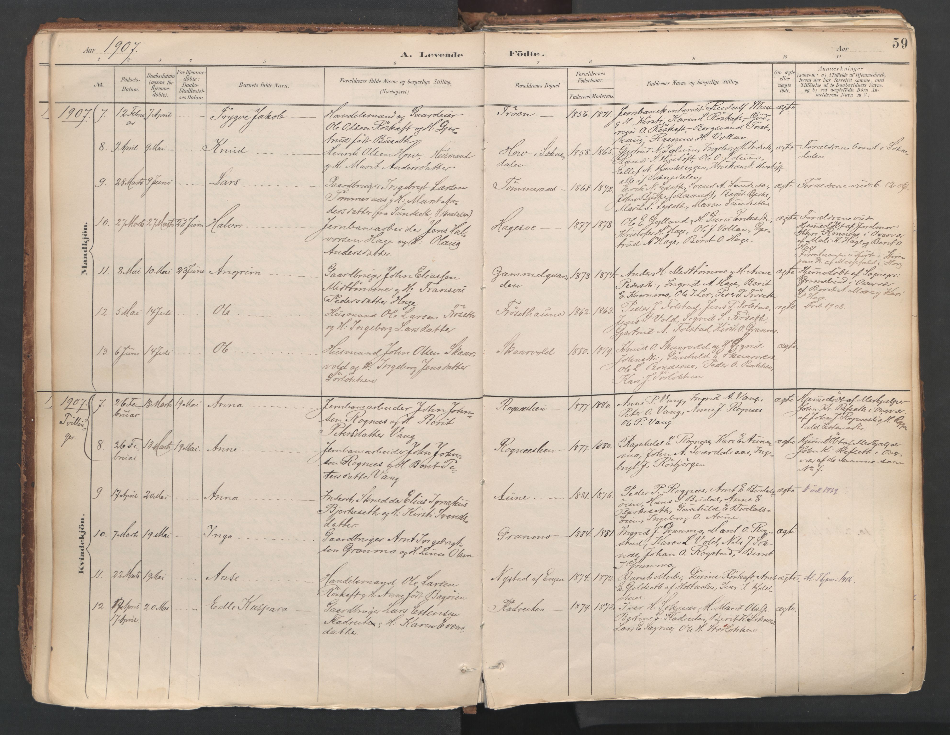 Ministerialprotokoller, klokkerbøker og fødselsregistre - Sør-Trøndelag, SAT/A-1456/687/L1004: Parish register (official) no. 687A10, 1891-1923, p. 59