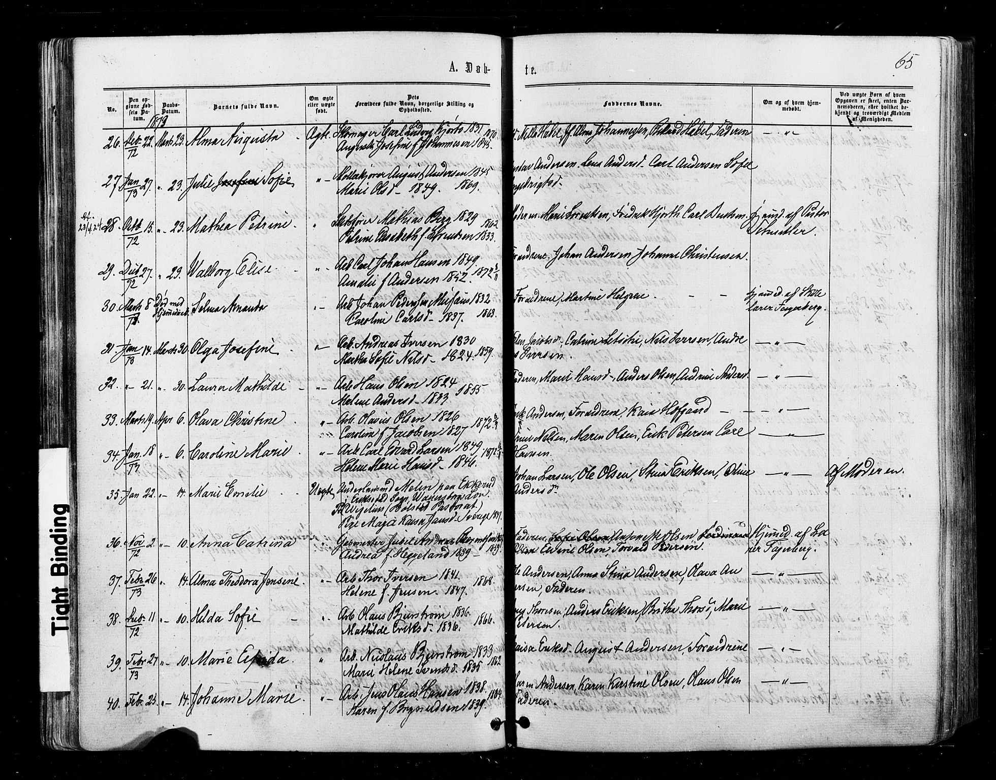 Halden prestekontor Kirkebøker, AV/SAO-A-10909/F/Fa/L0009: Parish register (official) no. I 9, 1866-1877, p. 65