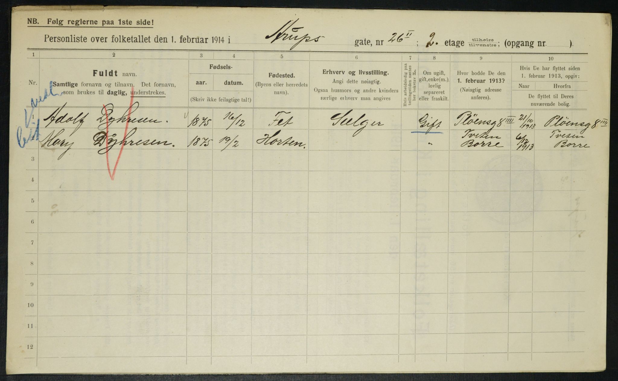 OBA, Municipal Census 1914 for Kristiania, 1914, p. 2503