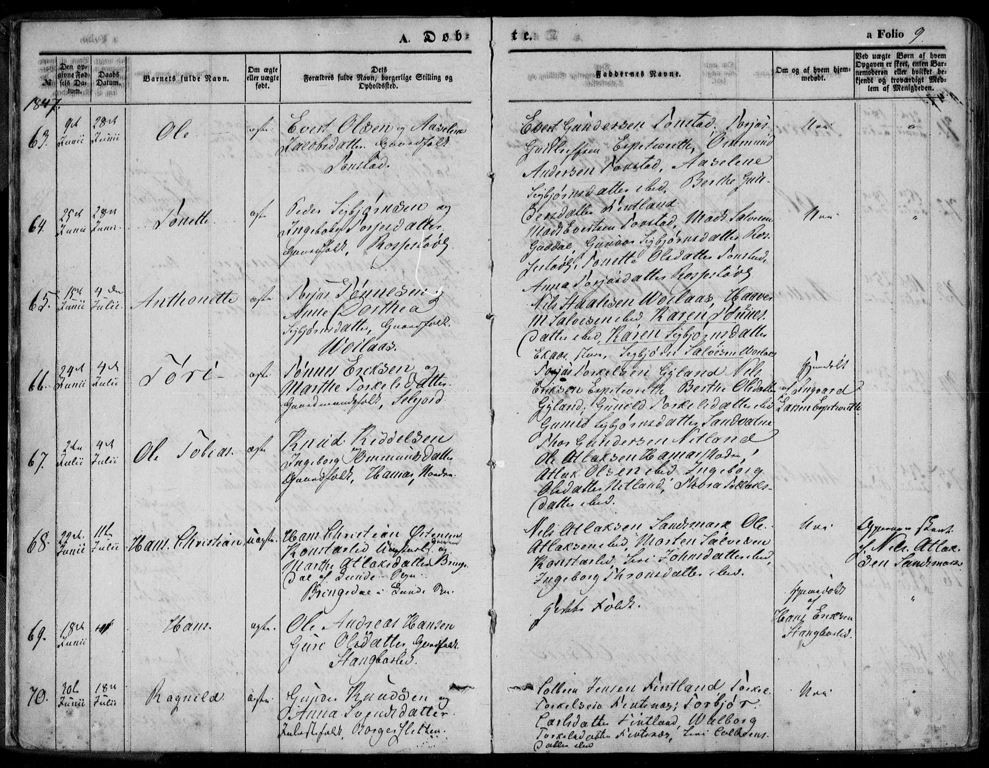 Bakke sokneprestkontor, AV/SAK-1111-0002/F/Fa/Faa/L0005: Parish register (official) no. A 5, 1847-1855, p. 9