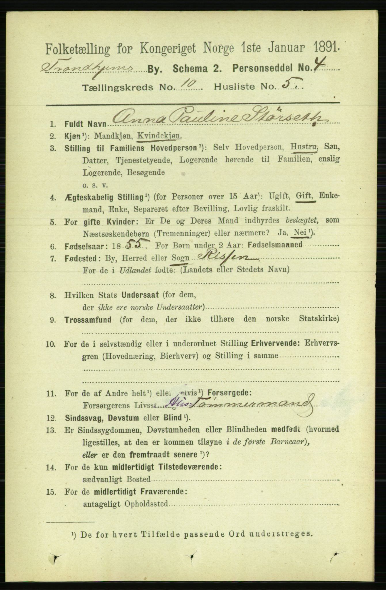 RA, 1891 census for 1601 Trondheim, 1891, p. 8419