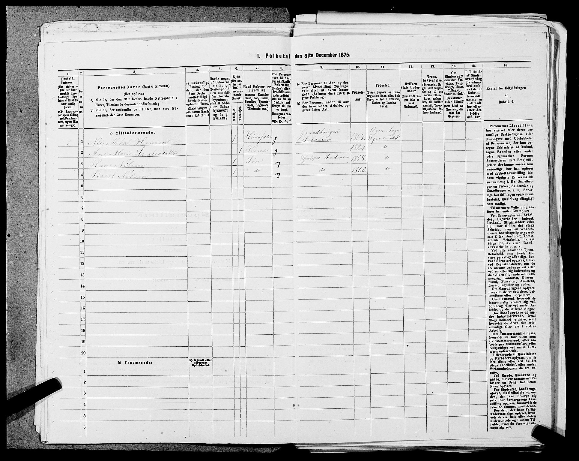 SAST, 1875 census for 1116L Eigersund/Eigersund og Ogna, 1875, p. 1234