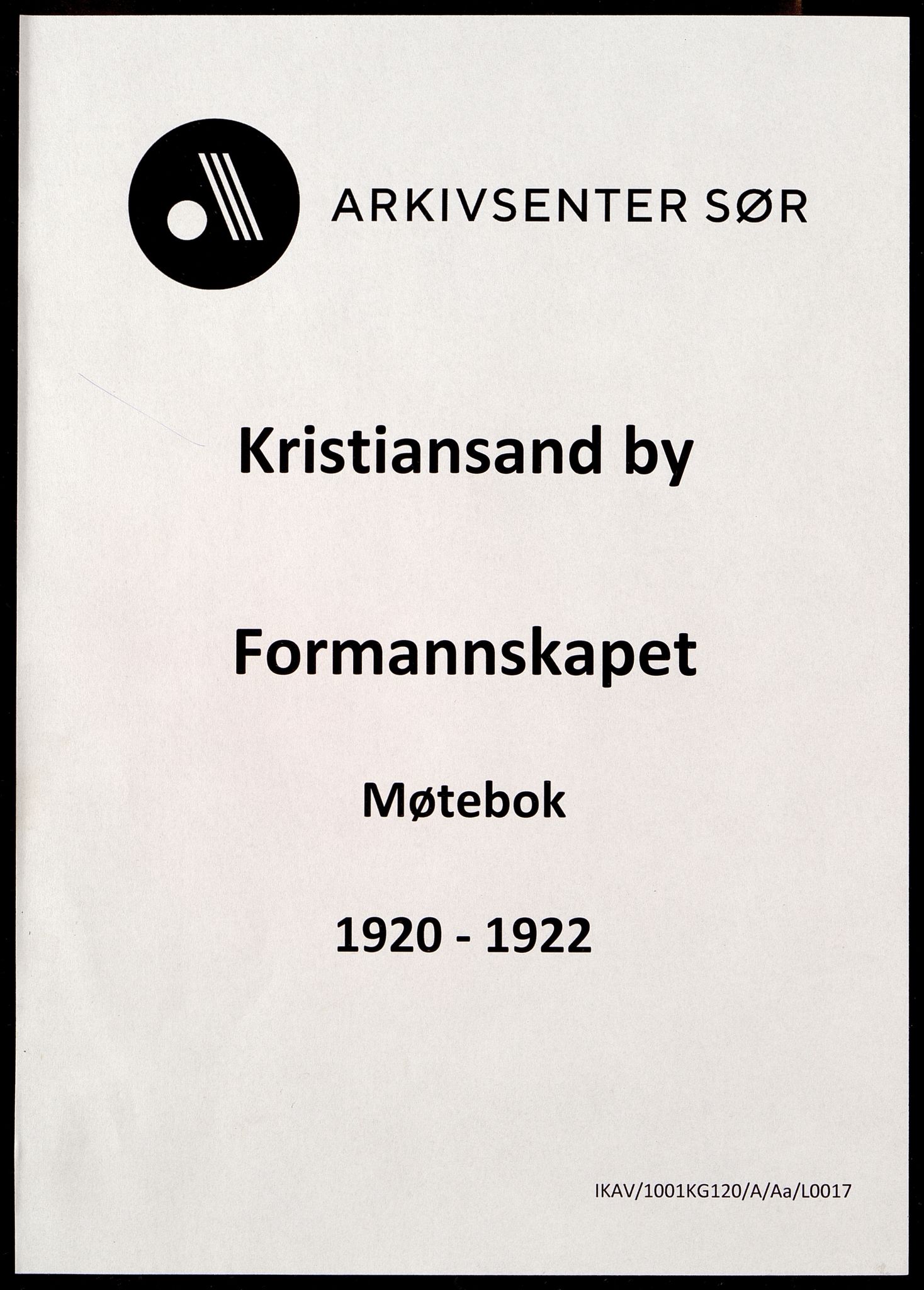 Kristiansand By - Formannskapet, IKAV/1001KG120/A/Aa/L0017: Møtebok (d), 1920-1922