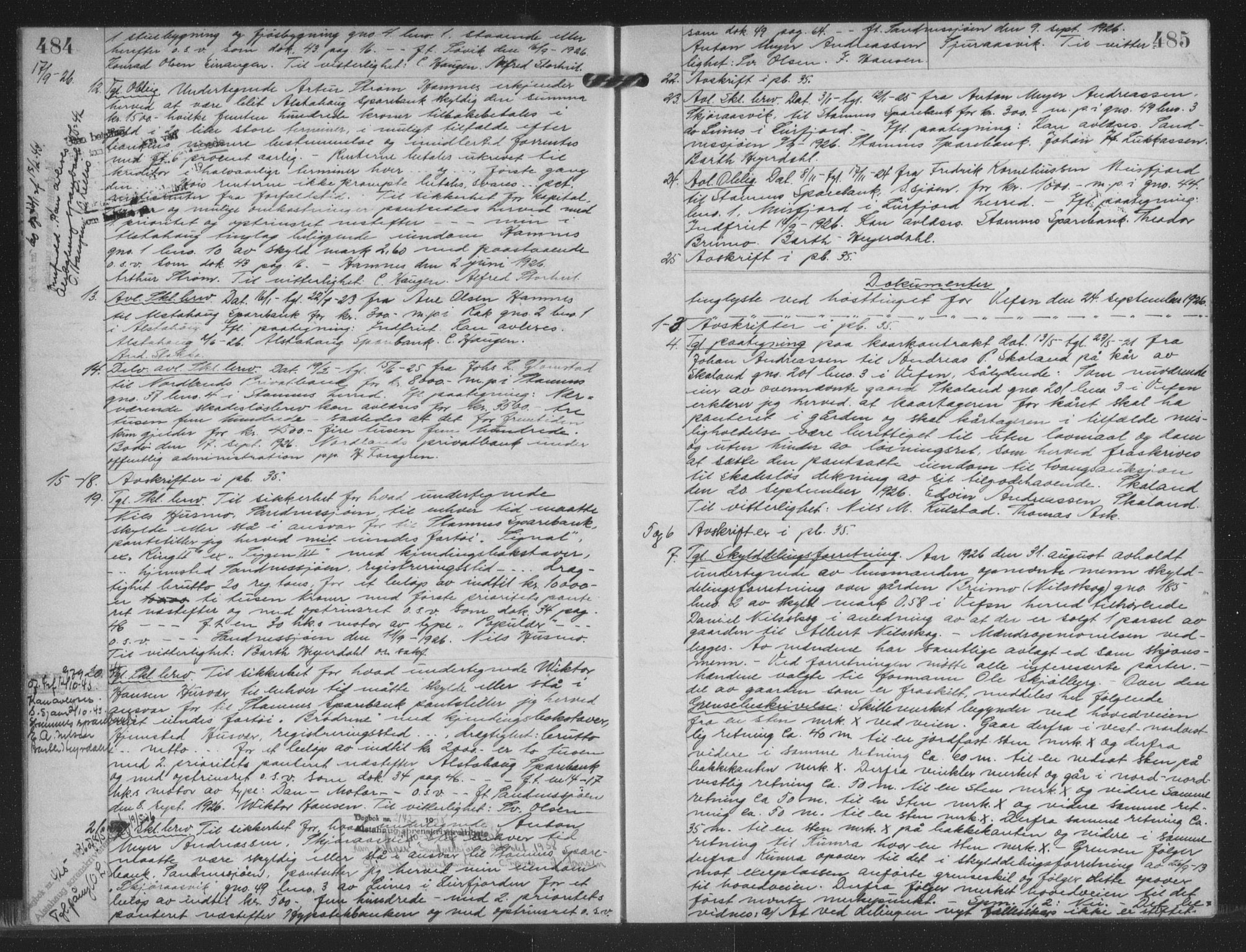 Søndre Helgeland sorenskriveri, AV/SAT-A-4575/1/2/2C/L0023: Mortgage book no. 34, 1925-1935, p. 484-485, Deed date: 24.09.1926