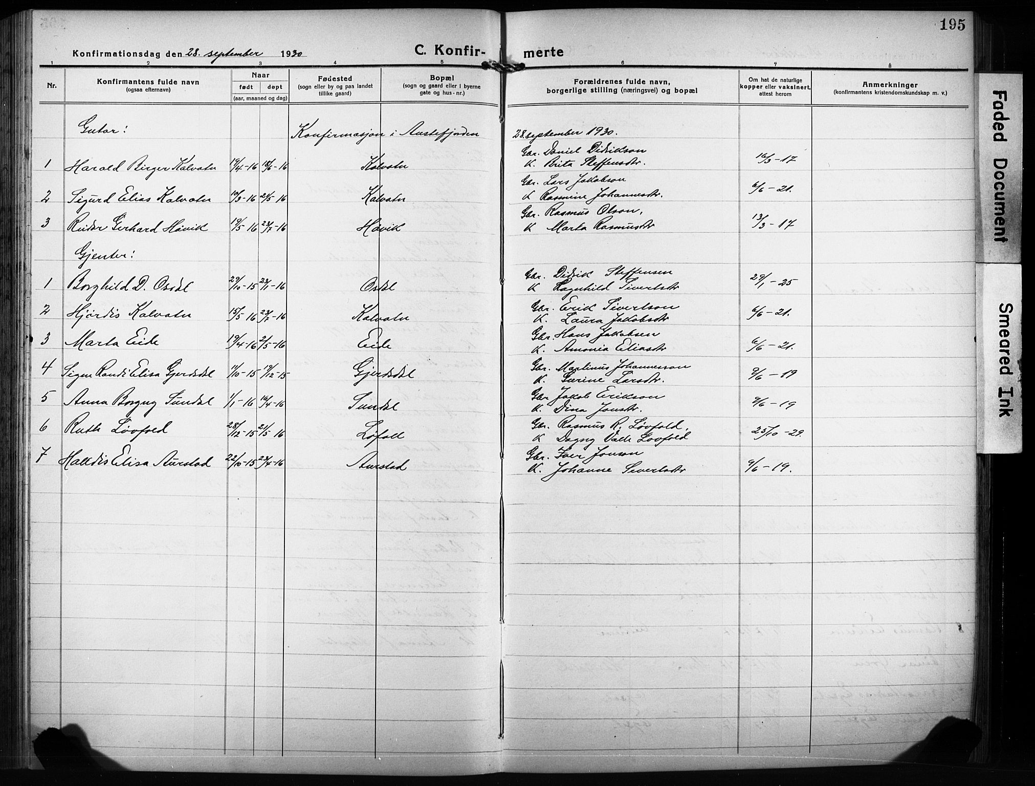 Ministerialprotokoller, klokkerbøker og fødselsregistre - Møre og Romsdal, AV/SAT-A-1454/511/L0160: Parish register (copy) no. 511C06, 1920-1932, p. 195