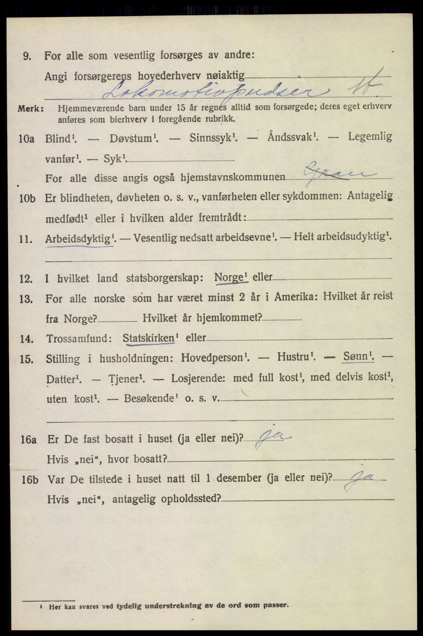 SAH, 1920 census for Gran, 1920, p. 1723