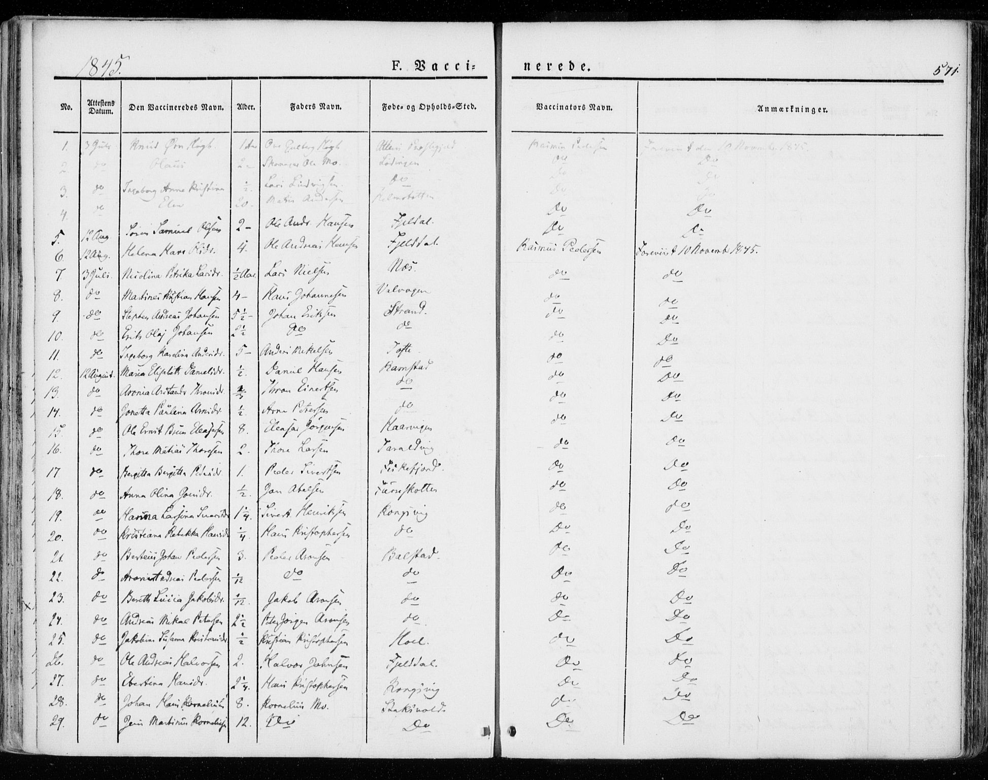 Ministerialprotokoller, klokkerbøker og fødselsregistre - Nordland, SAT/A-1459/872/L1033: Parish register (official) no. 872A08, 1840-1863, p. 571