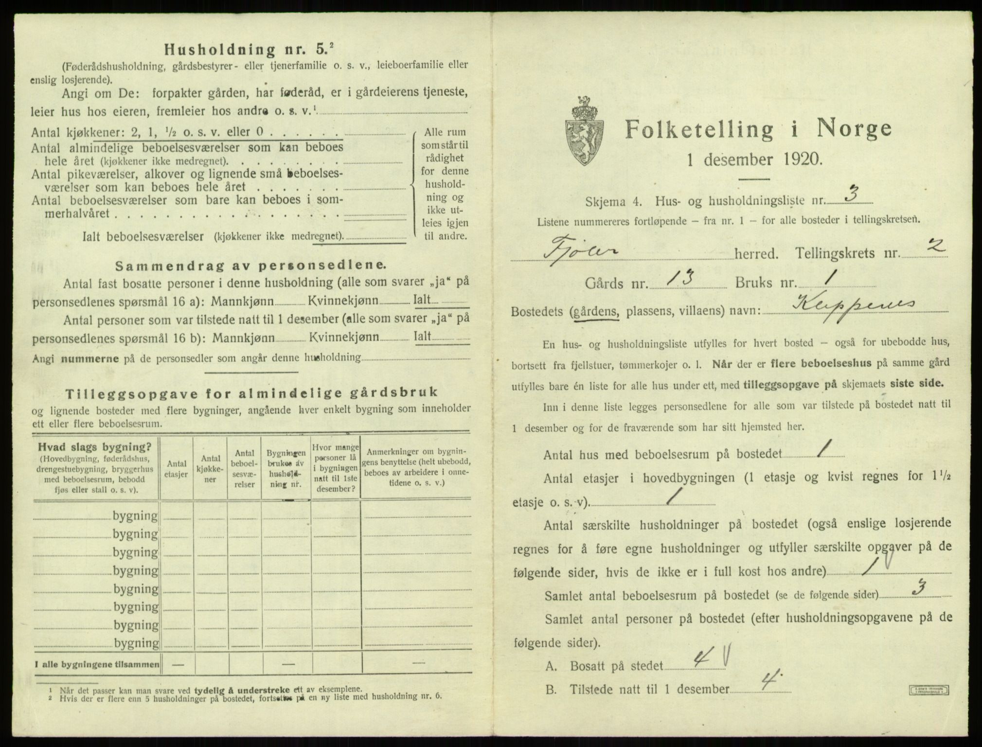 SAB, 1920 census for Fjaler, 1920, p. 155