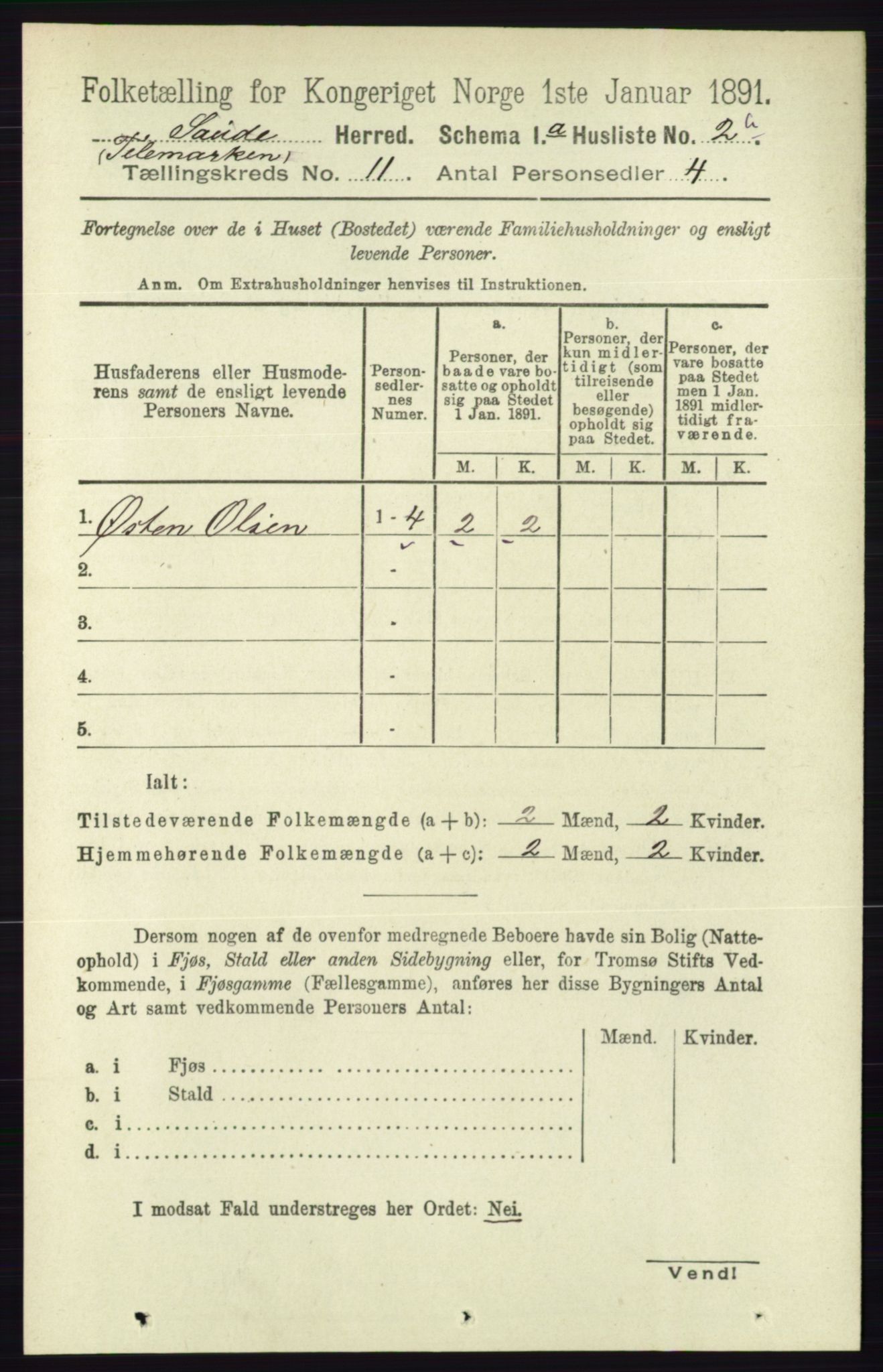 RA, 1891 census for 0822 Sauherad, 1891, p. 3342