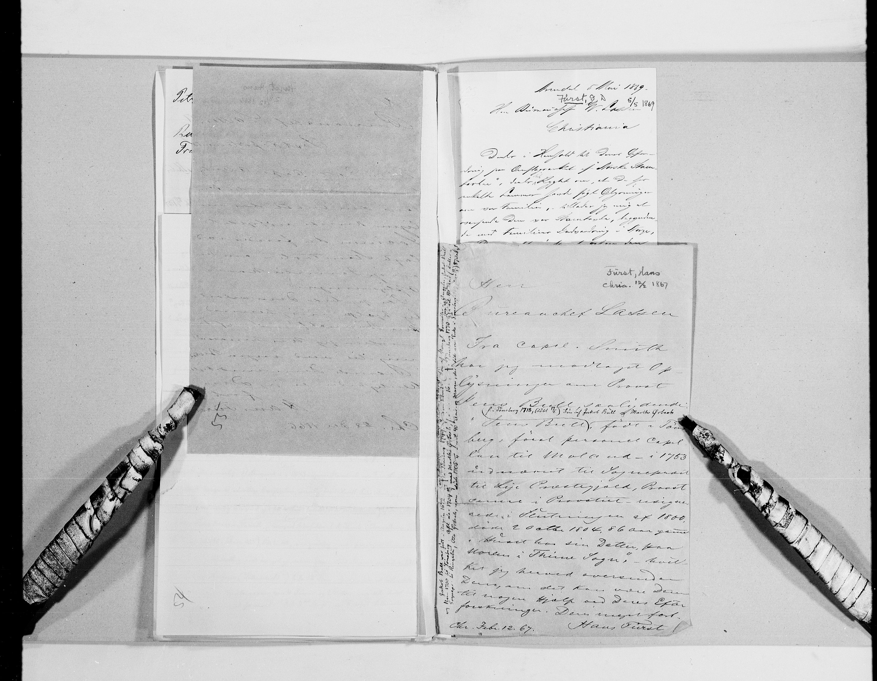 Lassens samlinger, AV/RA-PA-0051/G/L0097: Alfabetisk ordnede brev til Wilhelm Lassen: Fabritius - Grønvold, 1815-1907, p. 72