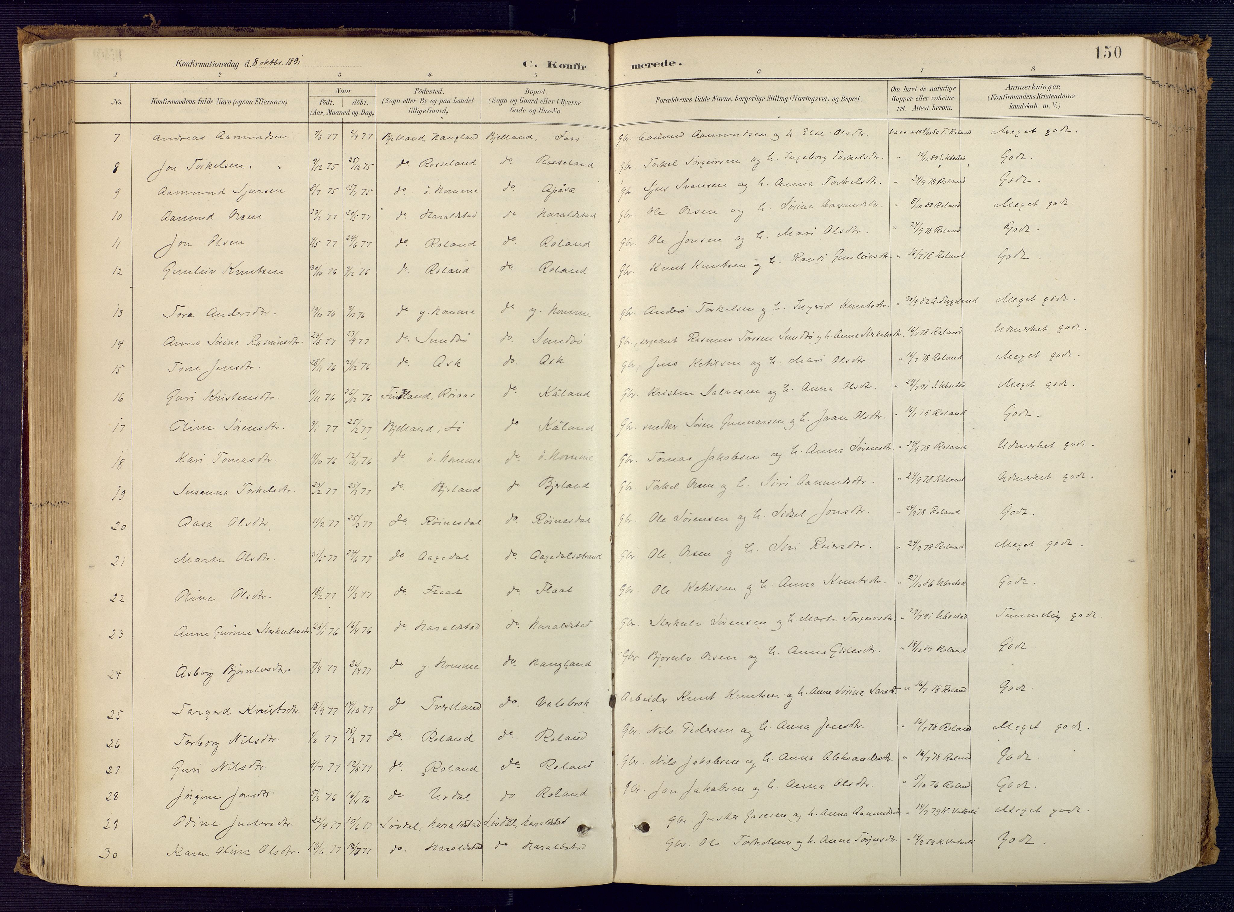 Bjelland sokneprestkontor, AV/SAK-1111-0005/F/Fa/Faa/L0004: Parish register (official) no. A 4, 1887-1923, p. 150