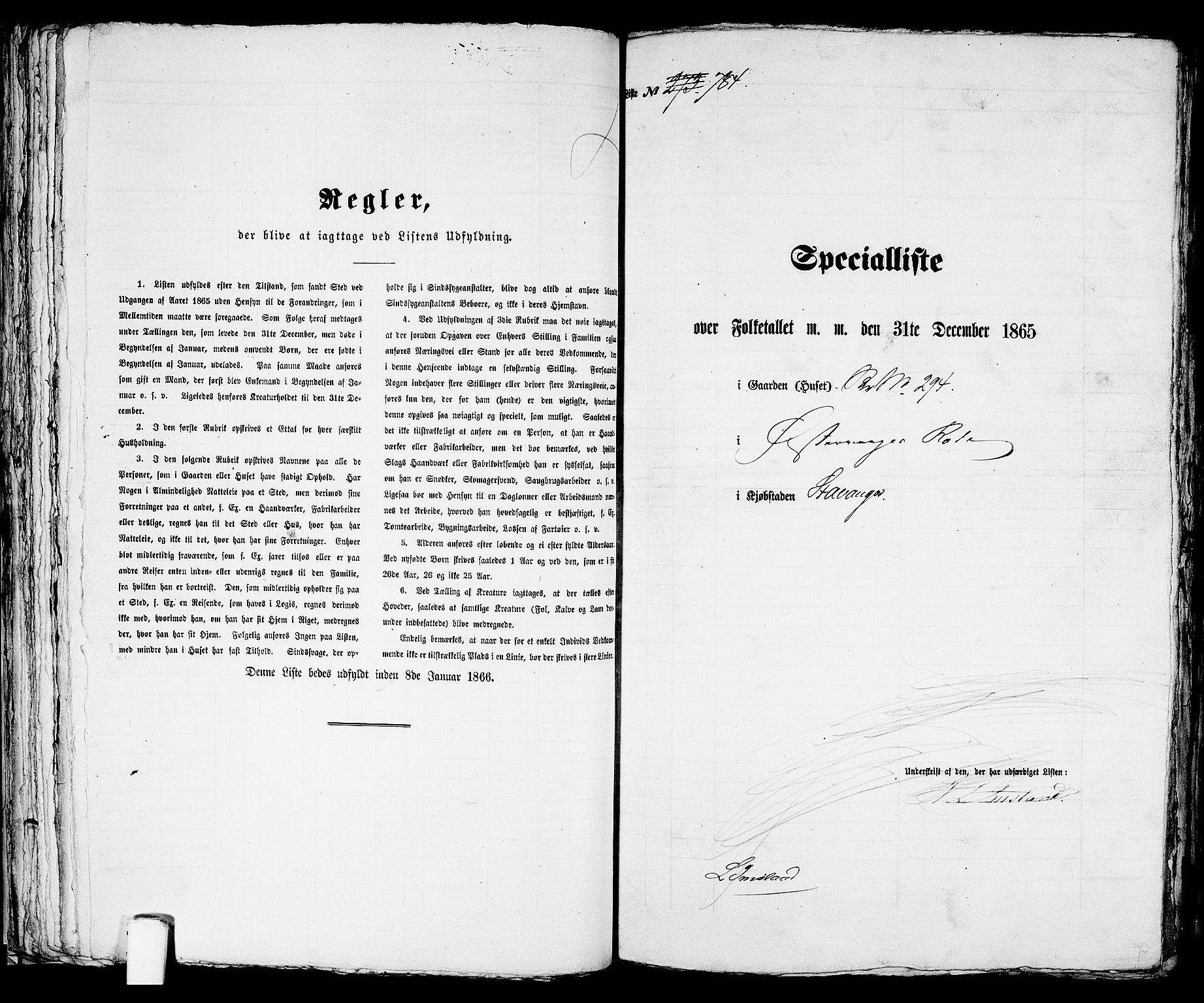 RA, 1865 census for Stavanger, 1865, p. 1601