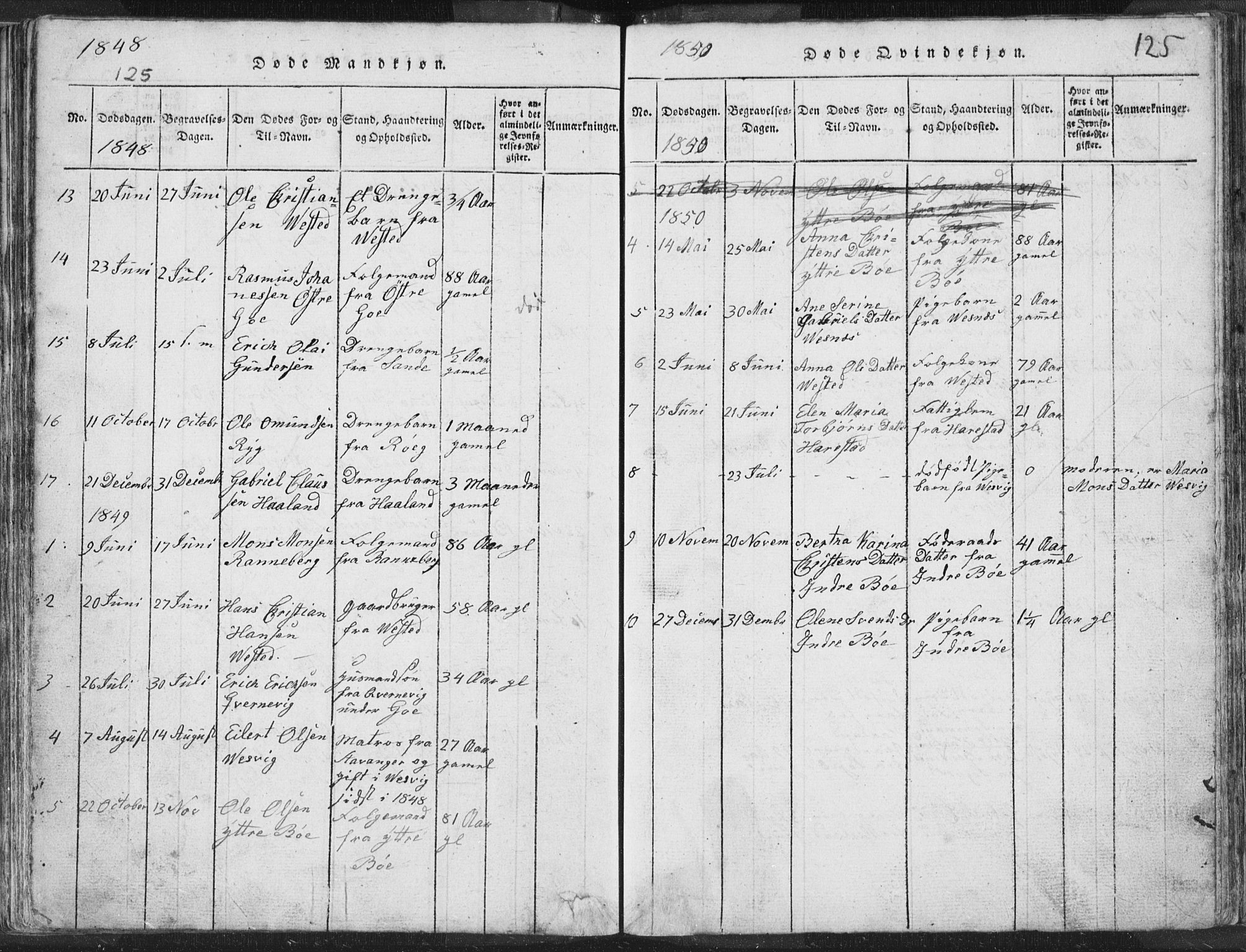 Hetland sokneprestkontor, SAST/A-101826/30/30BA/L0001: Parish register (official) no. A 1, 1816-1856, p. 125