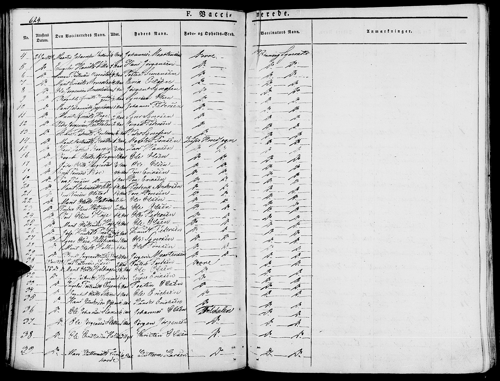 Lesja prestekontor, SAH/PREST-068/H/Ha/Haa/L0005: Parish register (official) no. 5, 1830-1842, p. 624