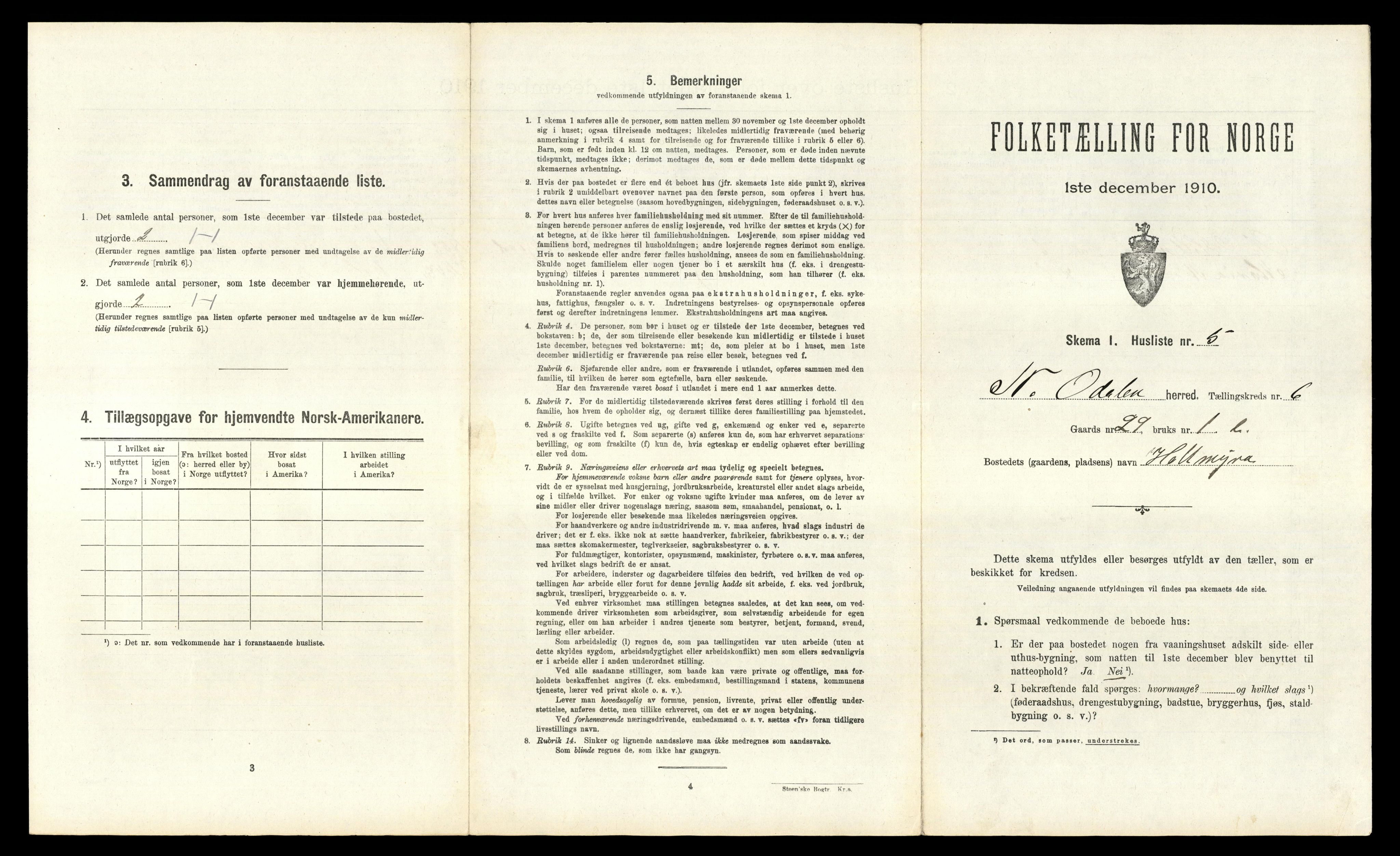 RA, 1910 census for Nord-Odal, 1910, p. 677