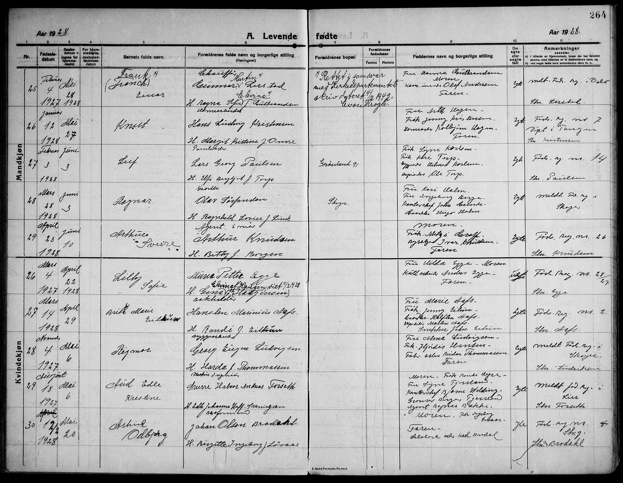 Strømsø kirkebøker, AV/SAKO-A-246/F/Fa/L0029: Parish register (official) no. I 27, 1915-1930, p. 264